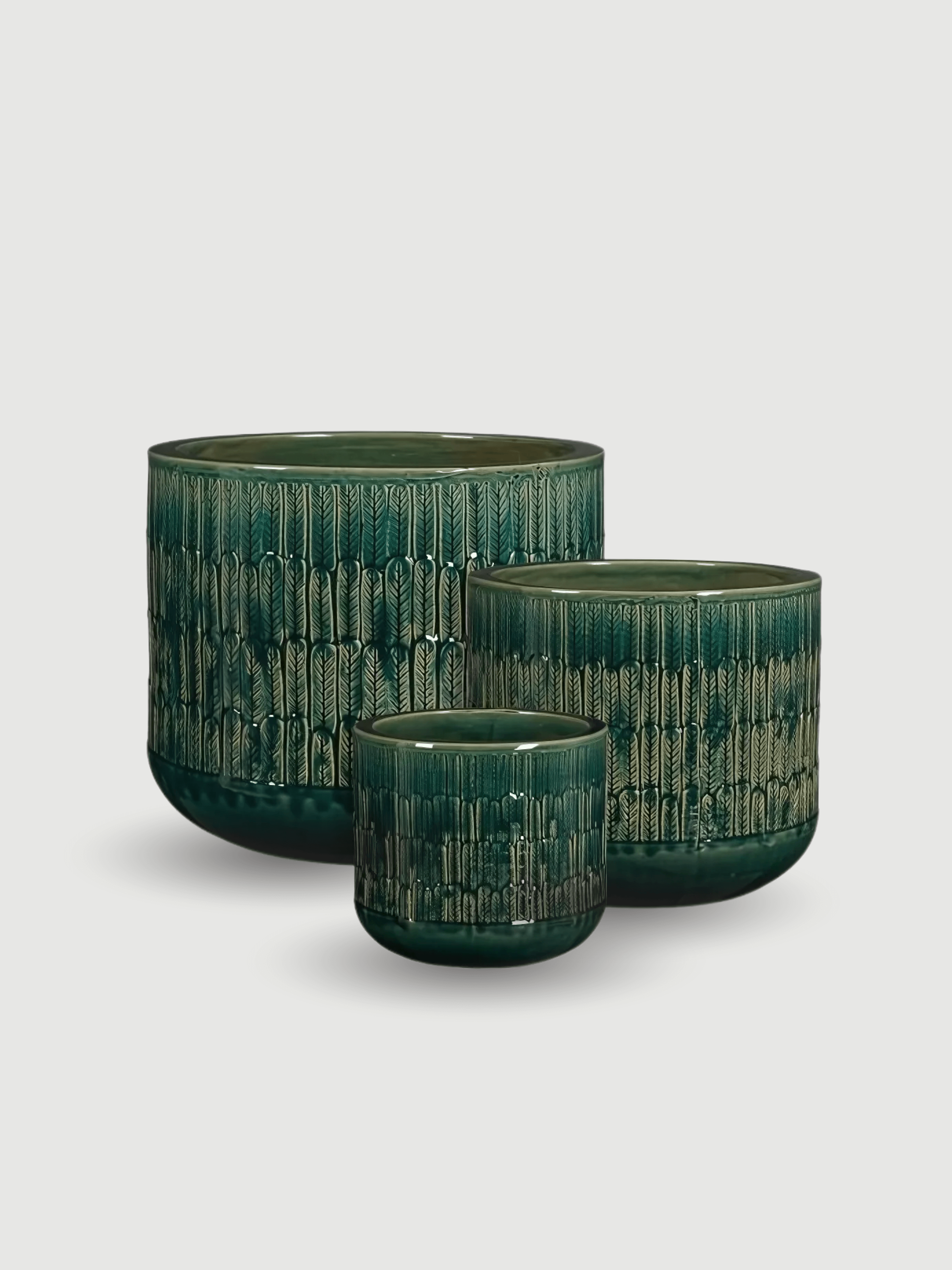 Oran Green Ceramic Plant Pot, Multiple Sizes, Indoor & Outdoor Planter with Drainage Hole