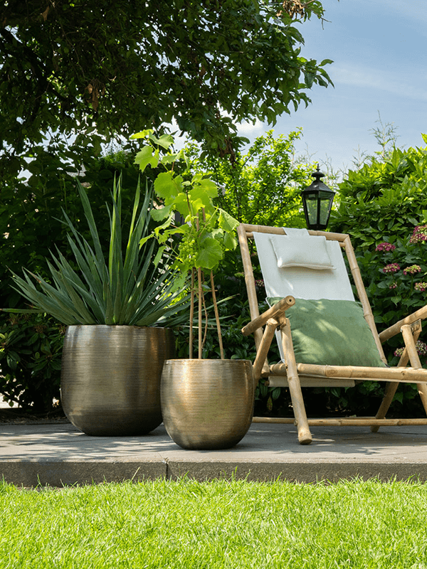 Large Plant Pot Rowen - Gold Metal - Multiple Sizes - Indoor & Outdoor