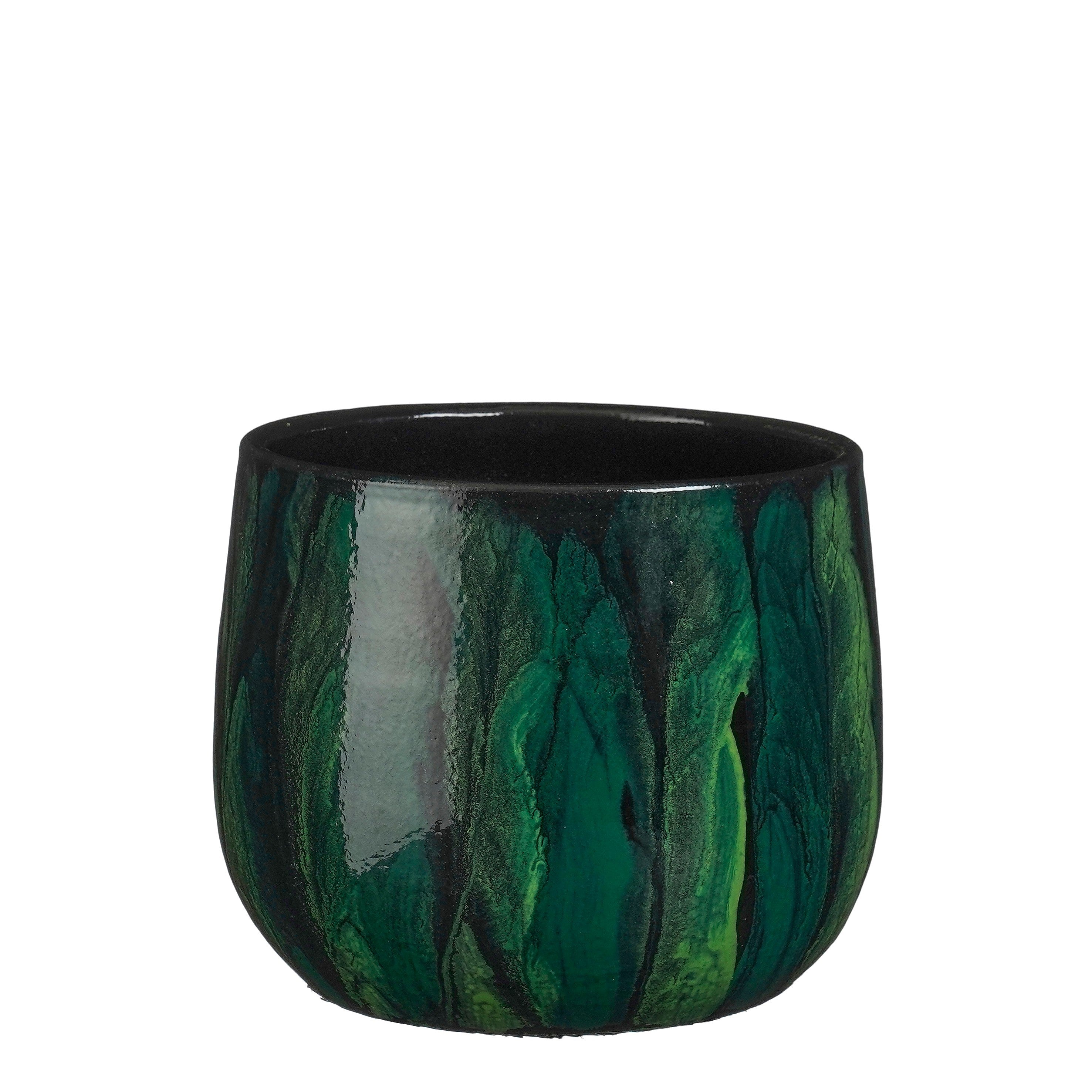 Ceramic Nigel Plant Pot, Green, Multiple Sizes