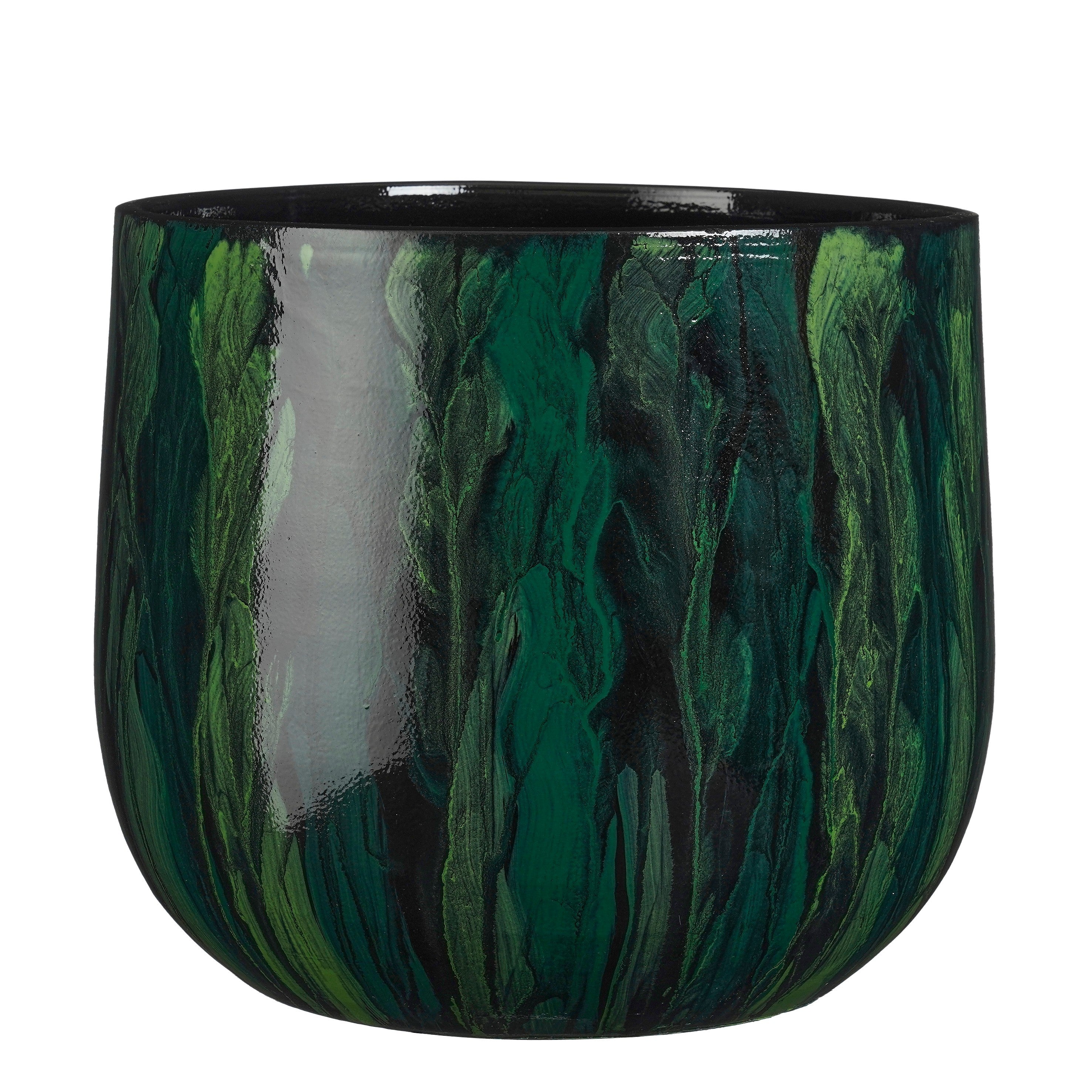 Ceramic Nigel Plant Pot, Green, Multiple Sizes