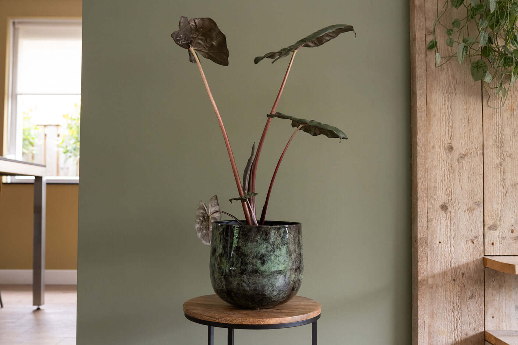 Green Plant Pot - Emmie Metal Pot - Mystic Green - Multiple Sizes