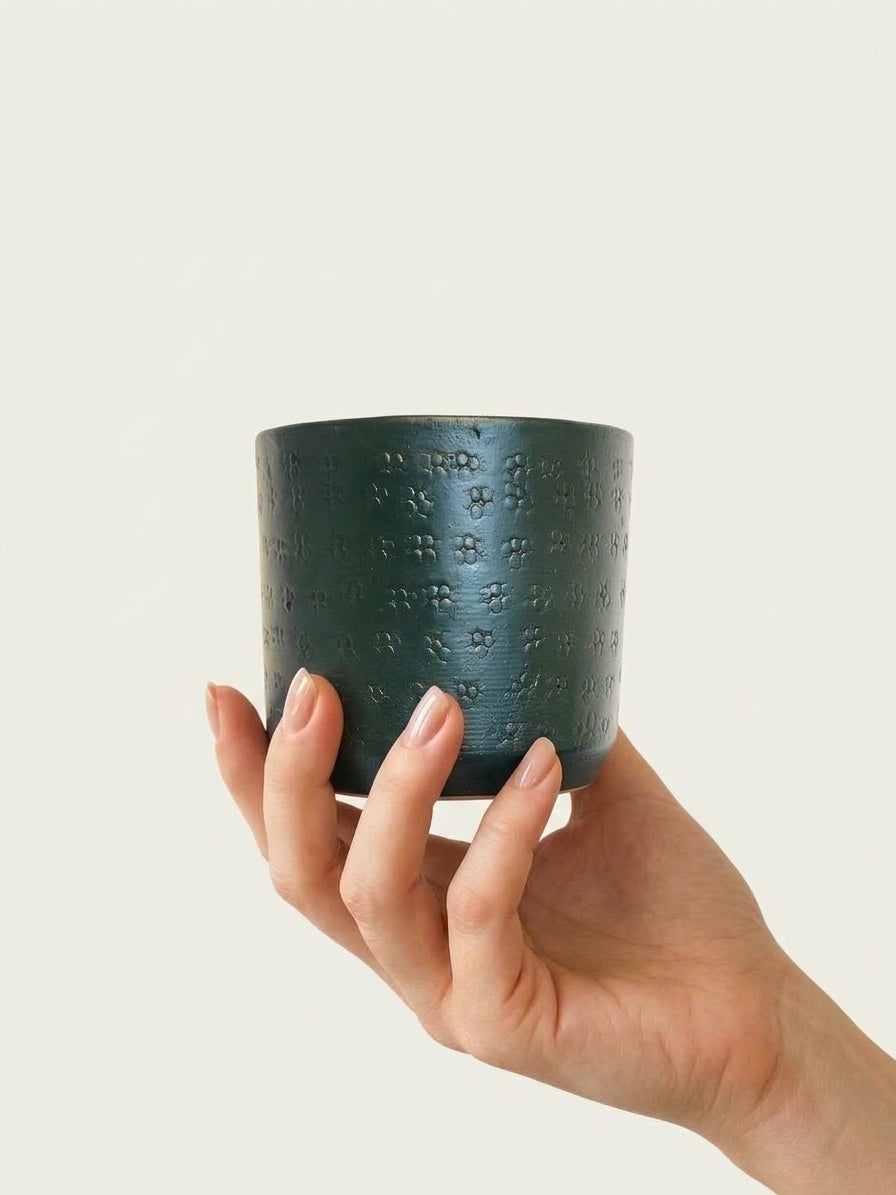 Ivan, Metal Plant Pots, Green, 7cm - 8cm Small House Plant Pot