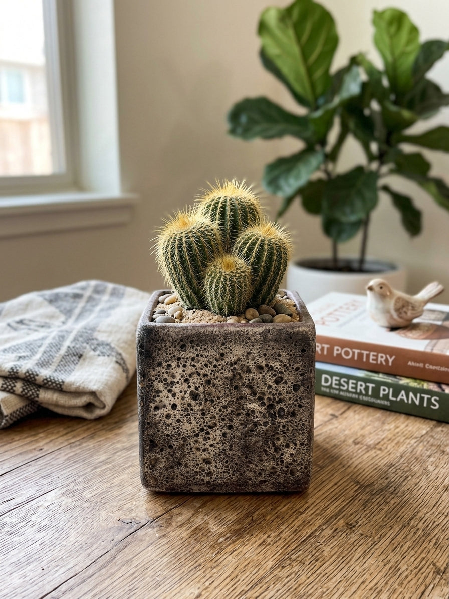 Lava, Cube Relic Plant Pot, D16cm, Rust, Square Plant Pot
