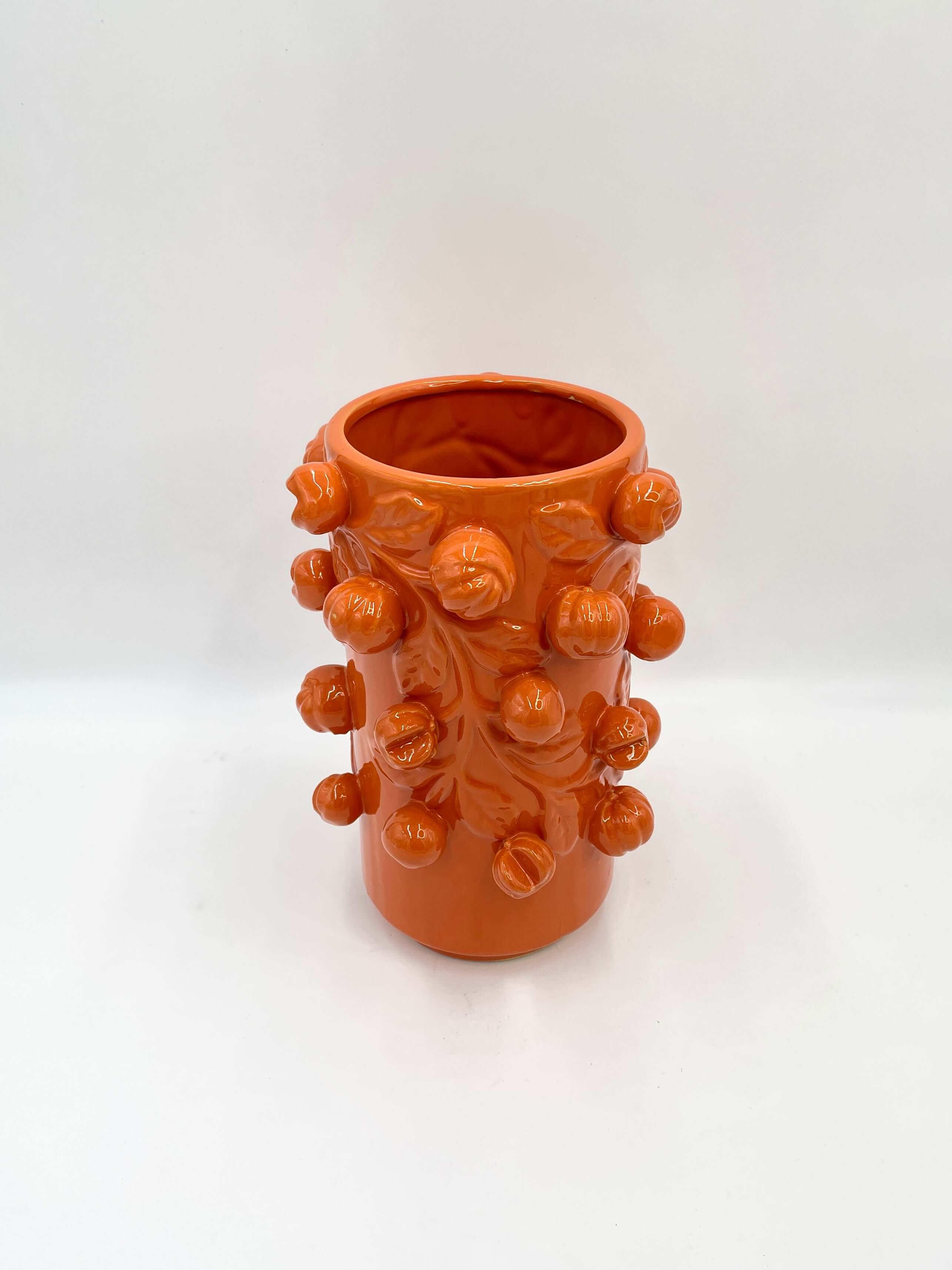 Handmade Ceramic Orange Vase, H31cm