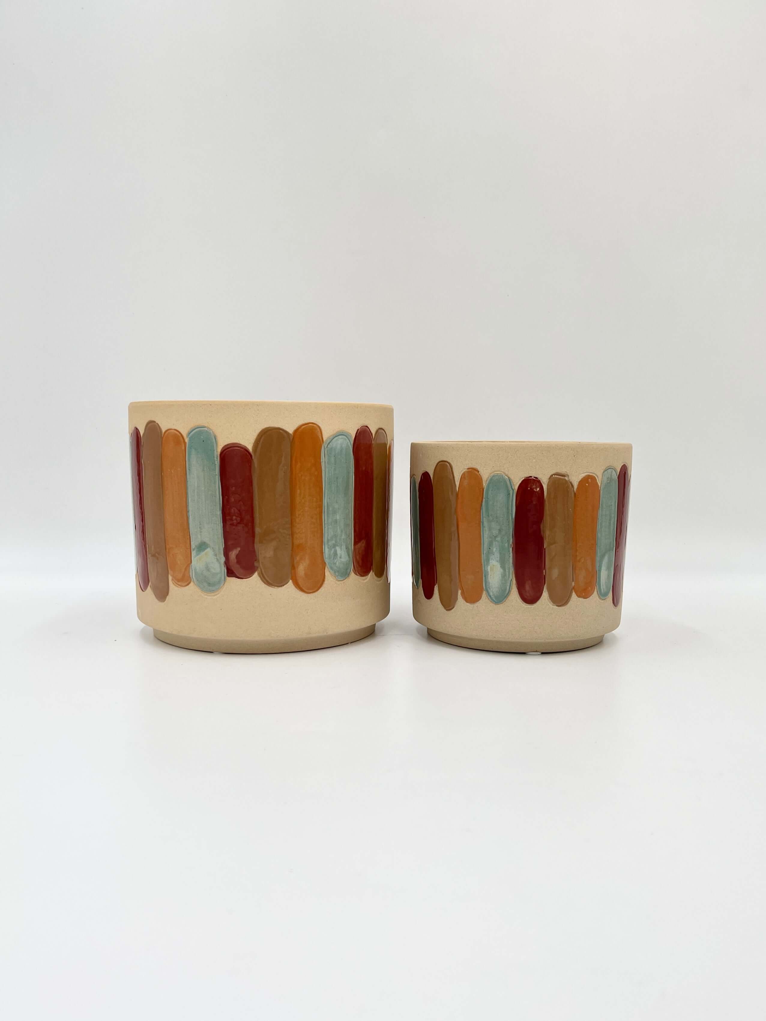 Anna Striped Ceramic Plant Pots, Indoor Plant Pots, in Multiple Sizes