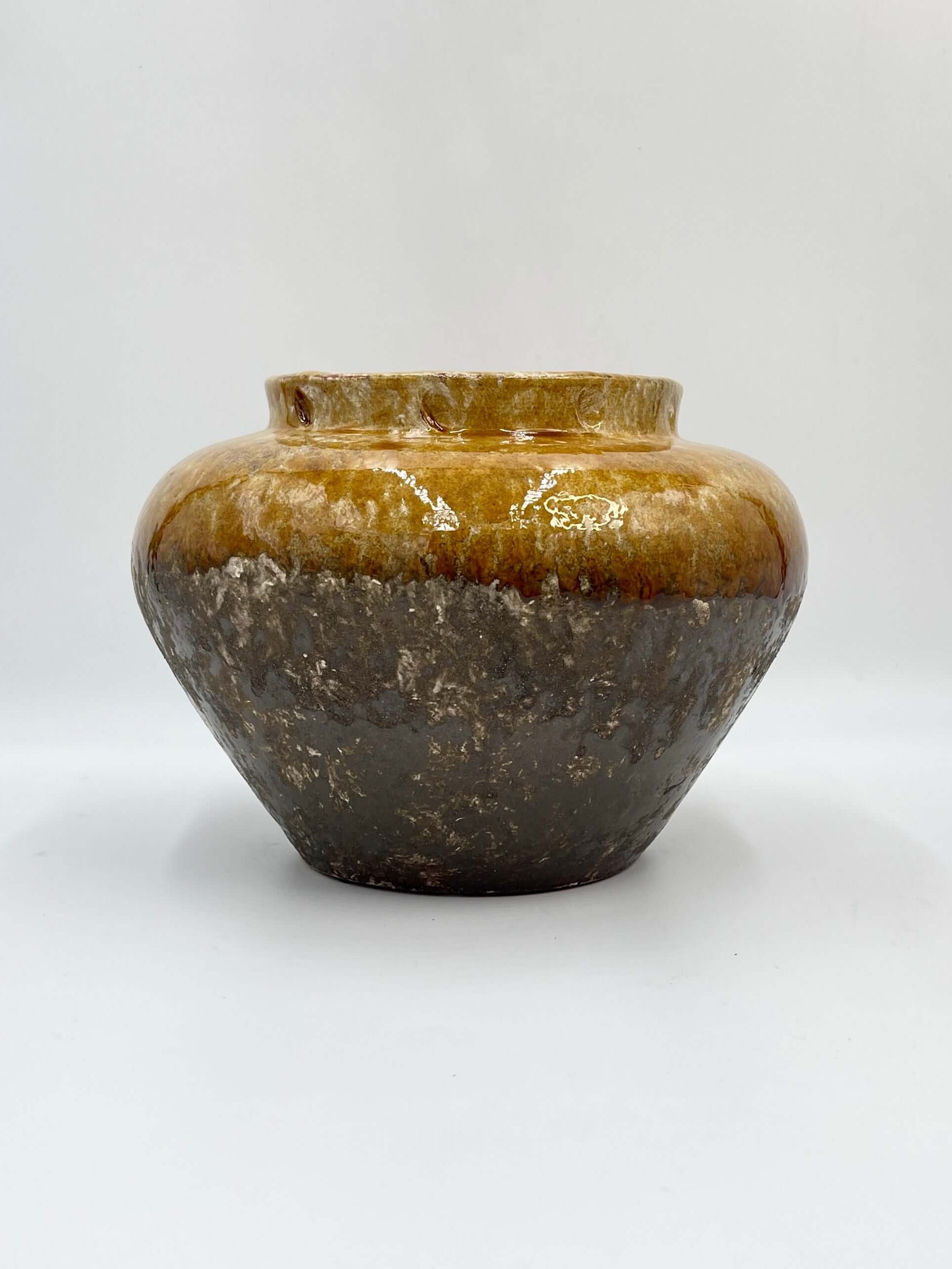 Handmade Lindy Jar Plant Pot, Retro Ochre Houseplant Pot, 28cm