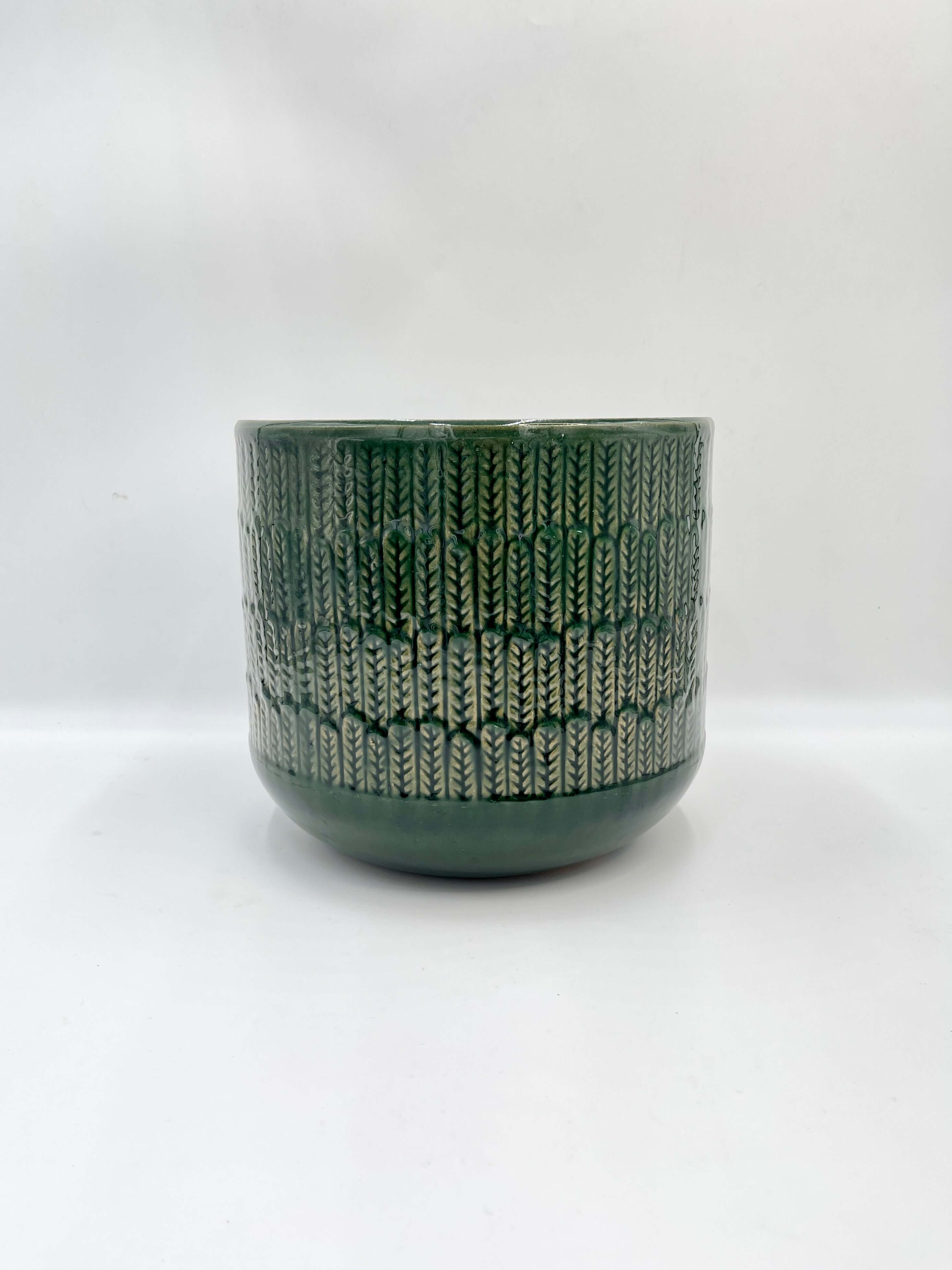 Oran Green Ceramic Plant Pot, Multiple Sizes, Indoor & Outdoor Planter with Drainage Hole