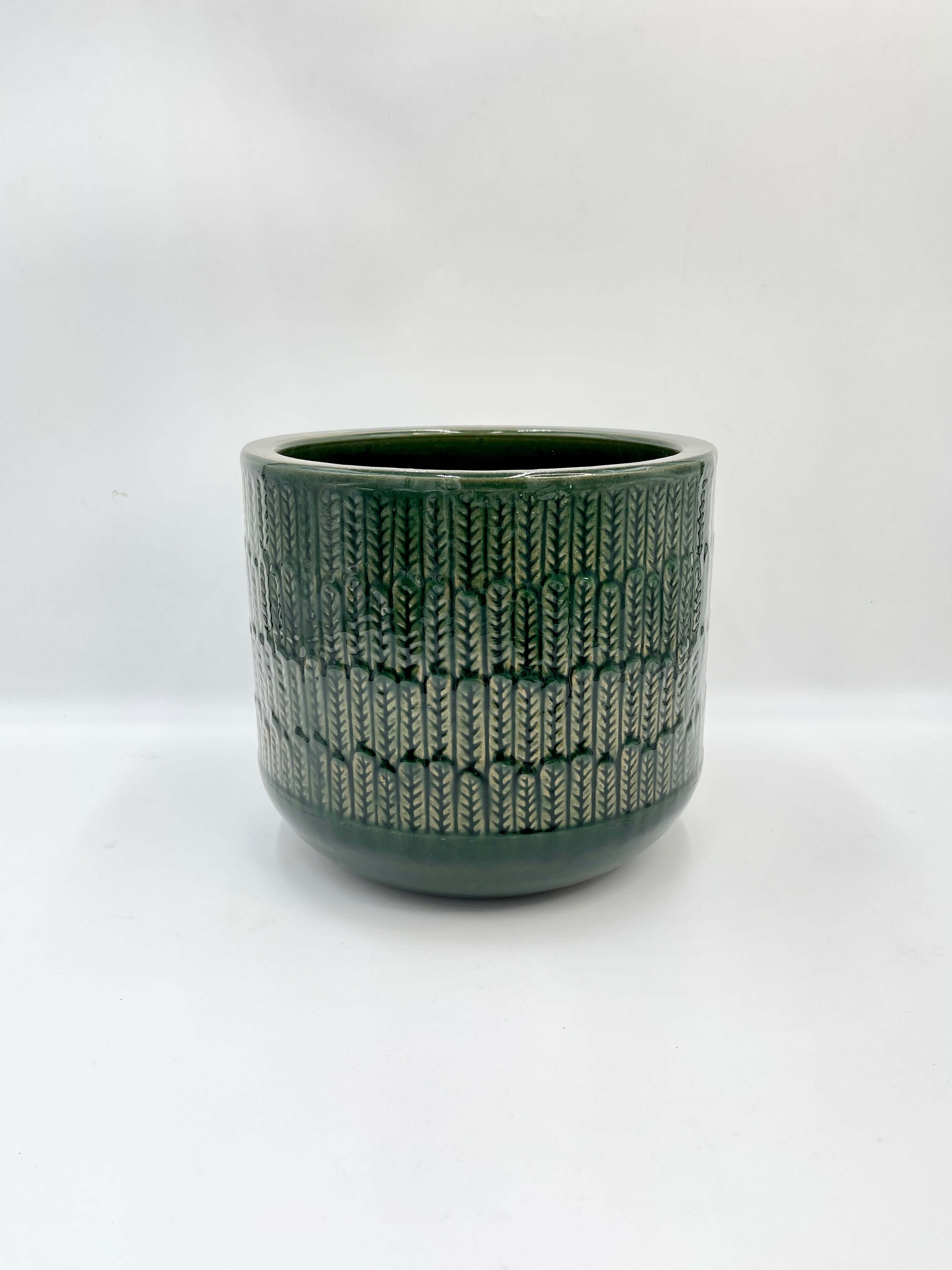 Oran Green Ceramic Plant Pot, Multiple Sizes, Indoor & Outdoor Planter with Drainage Hole