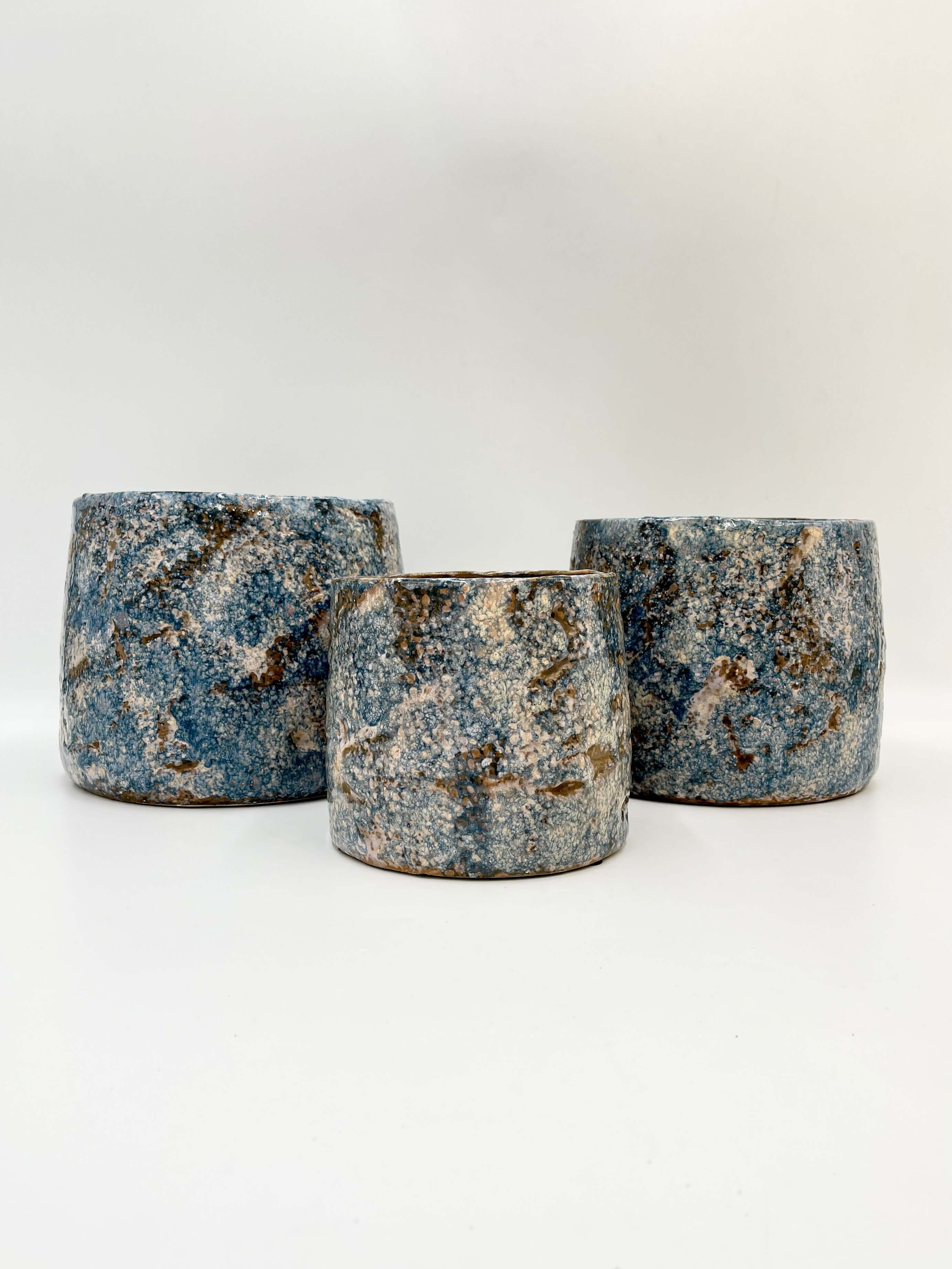 Blue Glazed Ceramic Plant Pot - Masha Kobalt - Multiple Sizes