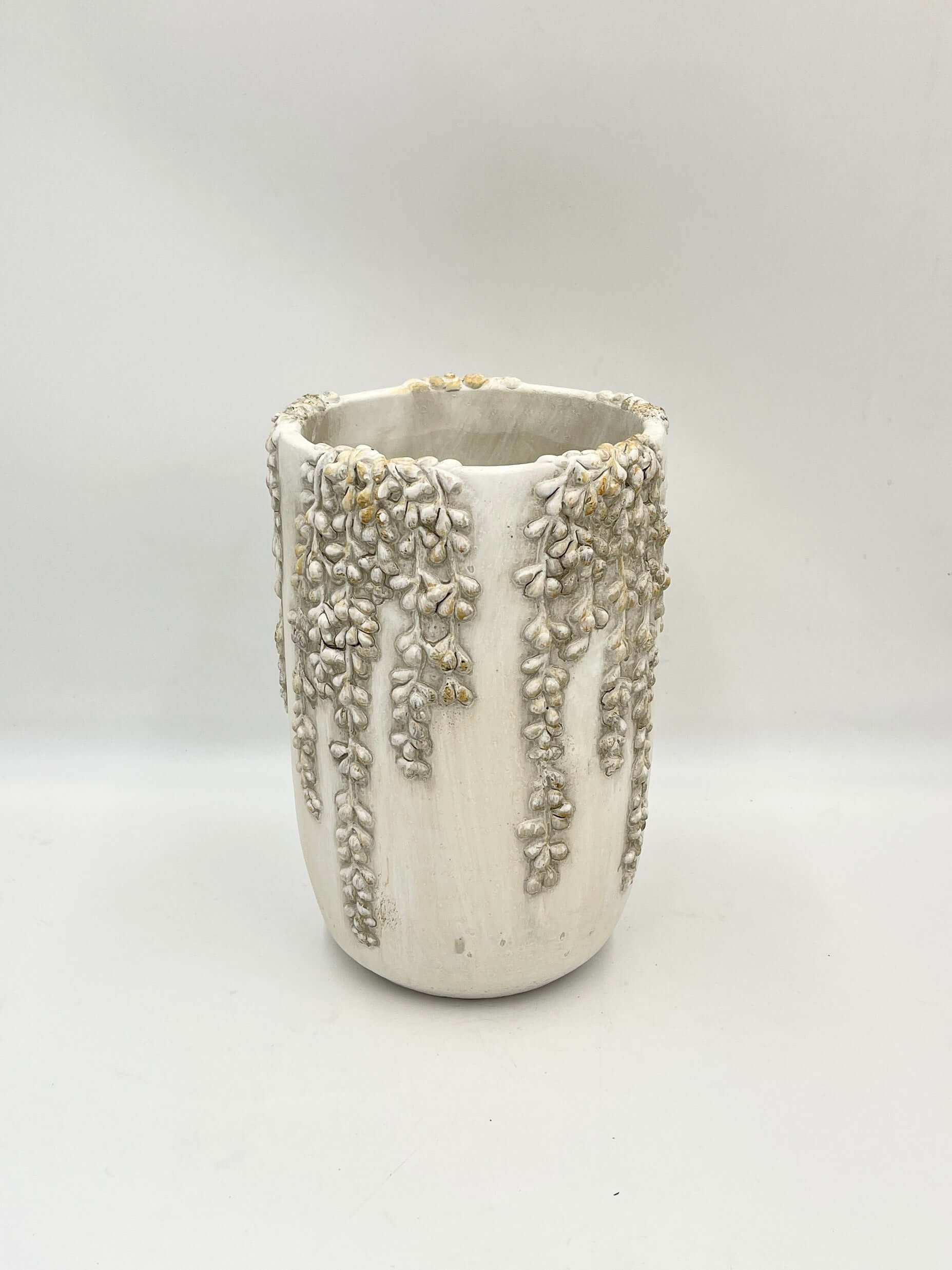 Cream Cement Vase Rosie, Pearls, H25cm