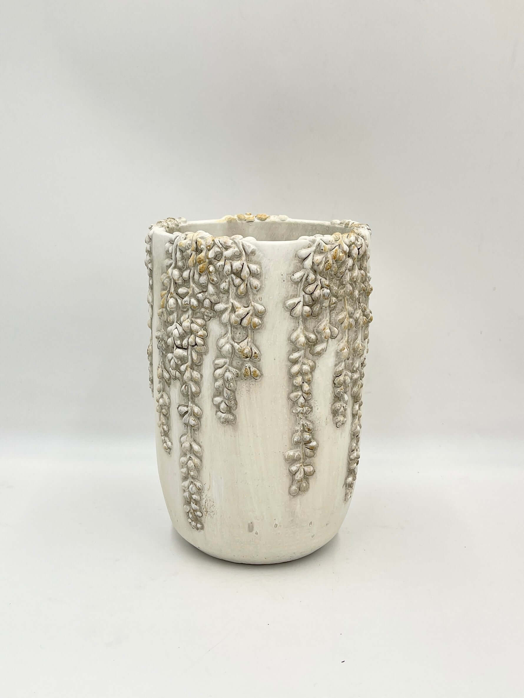 Cream Cement Vase Rosie, Pearls, H25cm