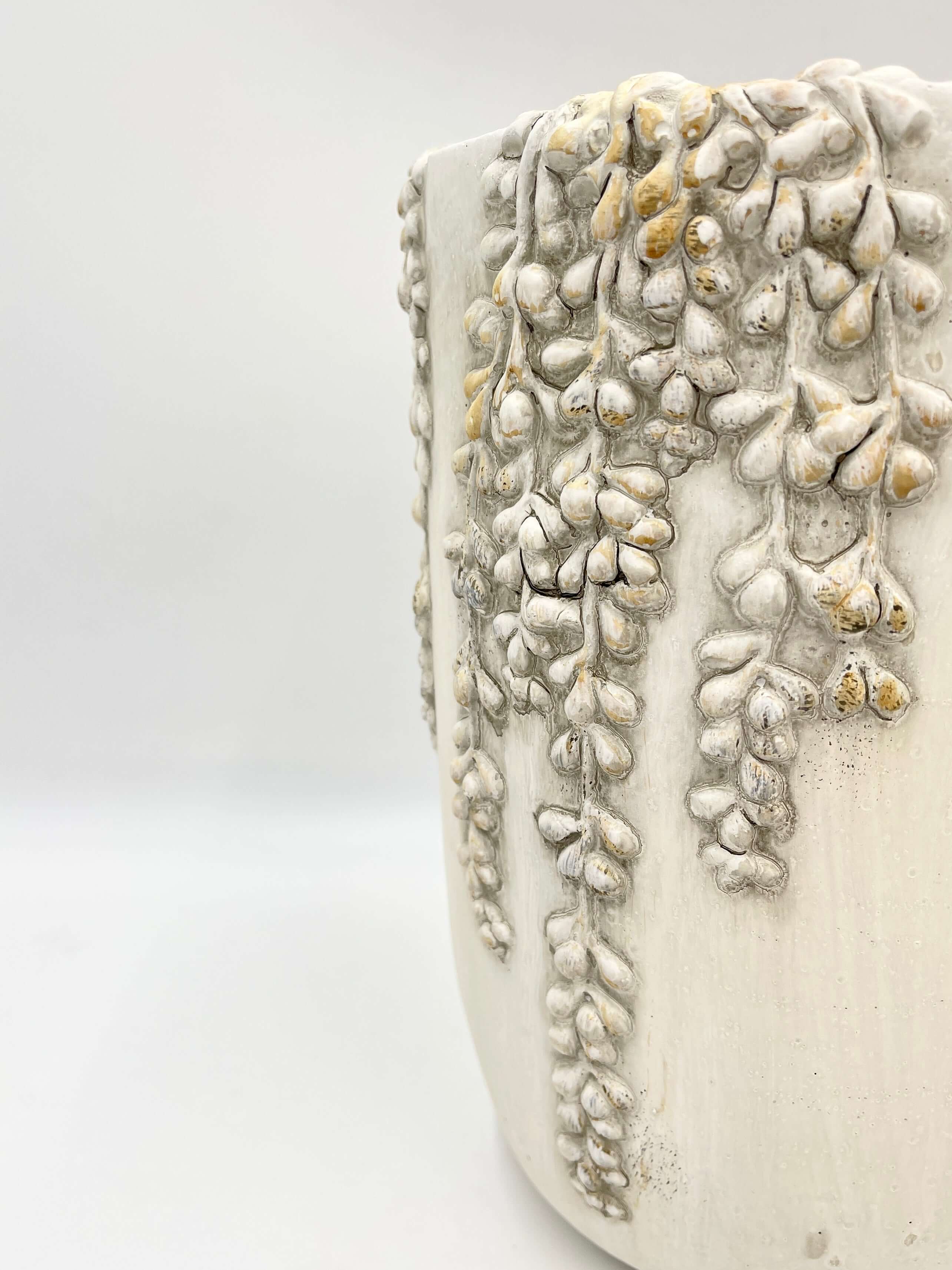 Cream Cement Vase Rosie, Pearls, H25cm