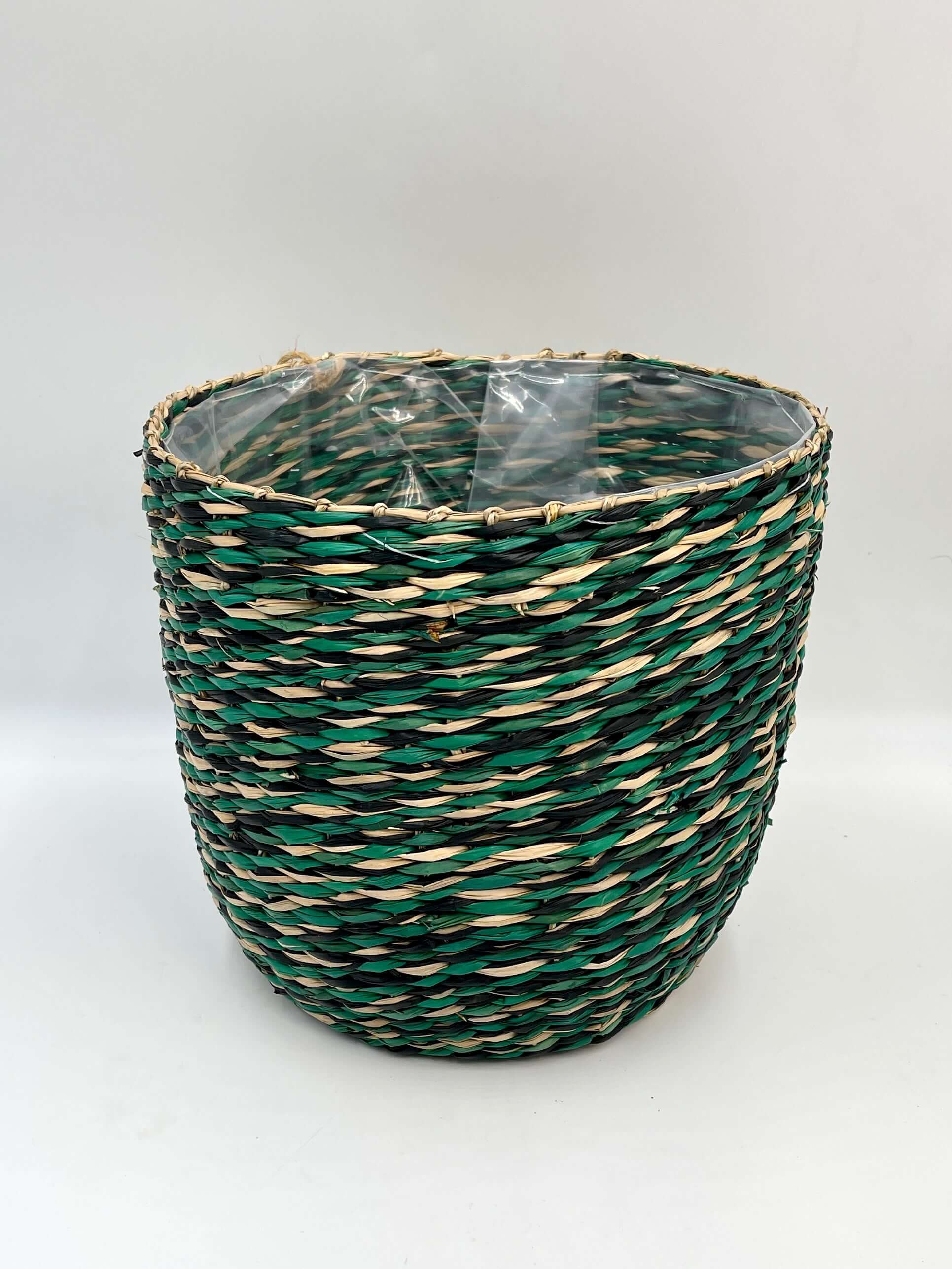 Indoor Plant Basket- Viviana Woven Plant Pot - Jungle Green