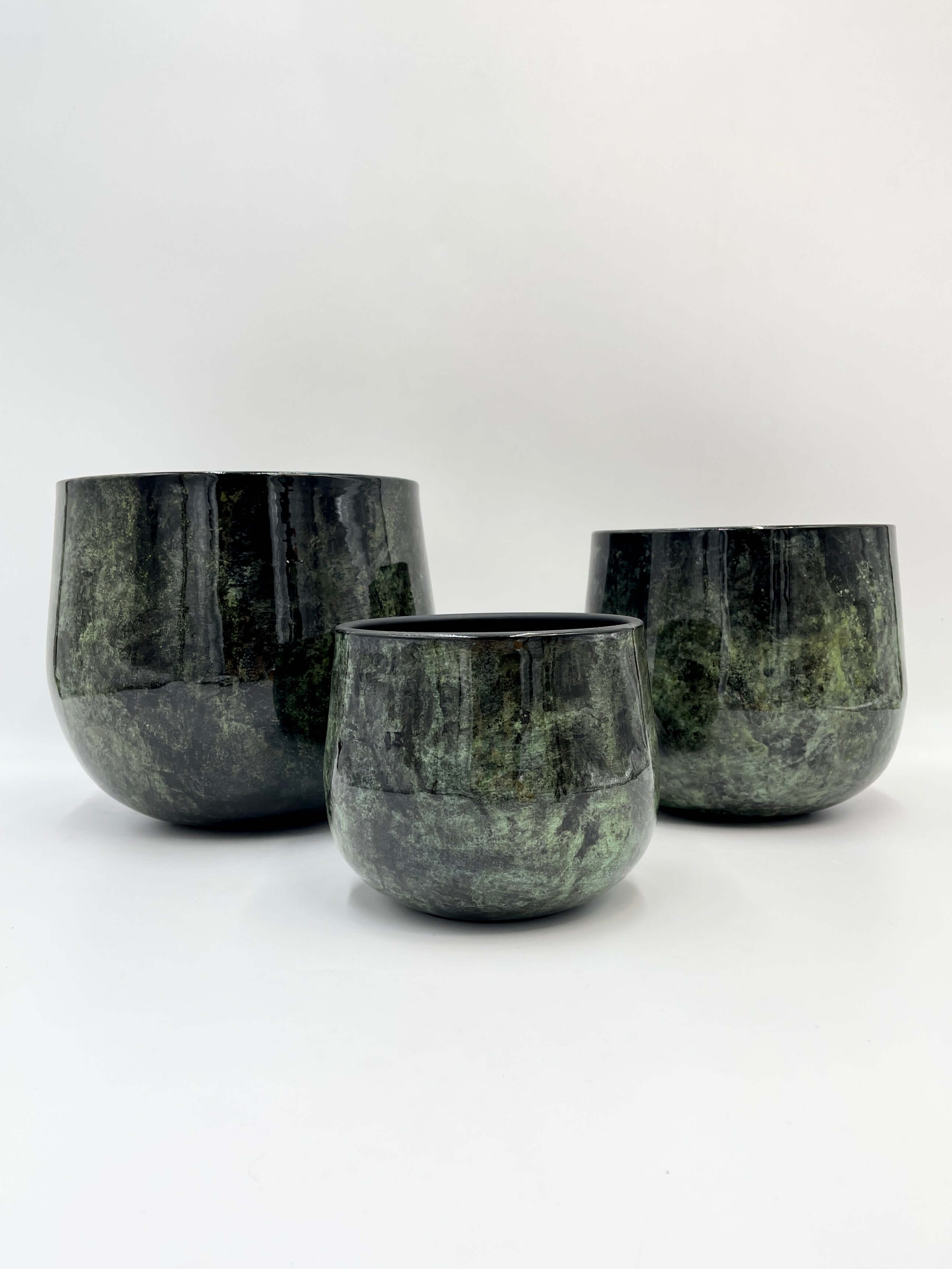 Green Plant Pot - Emmie Metal Pot - Mystic Green - Multiple Sizes