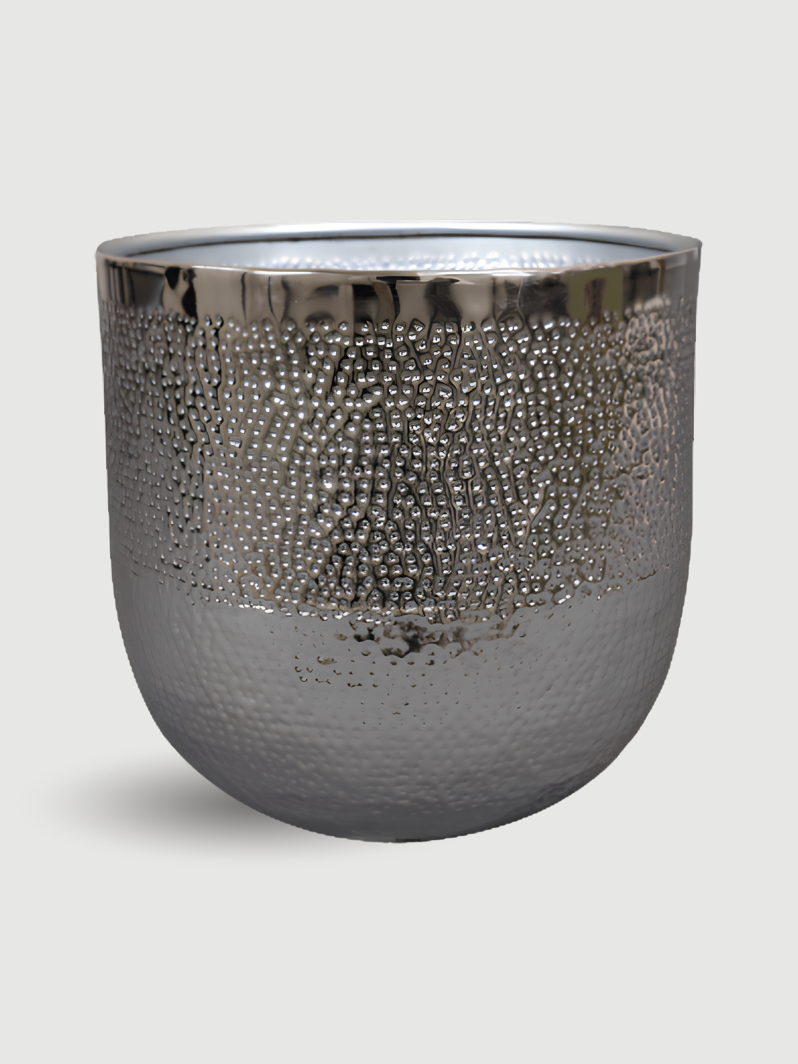 Ribbed Metal Plant Pot Silver, Kristy, In Multiple Sizes