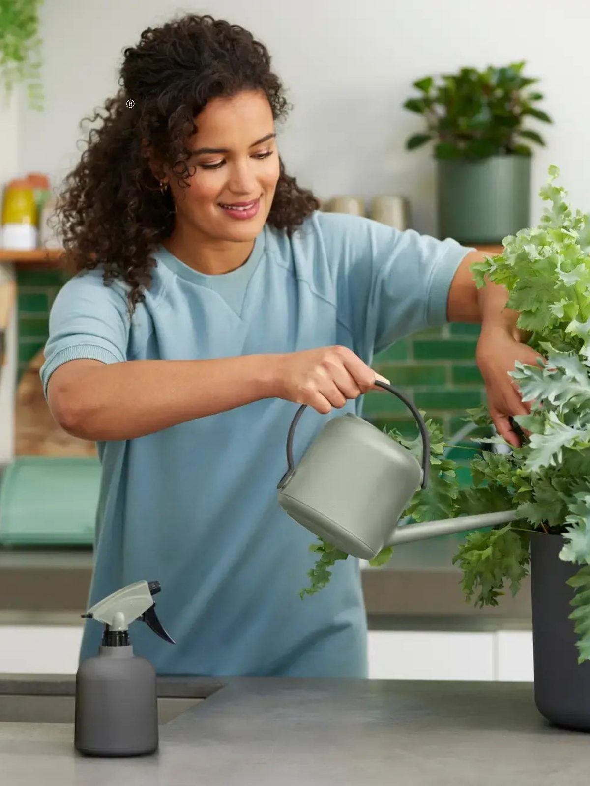 Elho B.For Soft Watering Can, Stone Green Indoor Watering Can