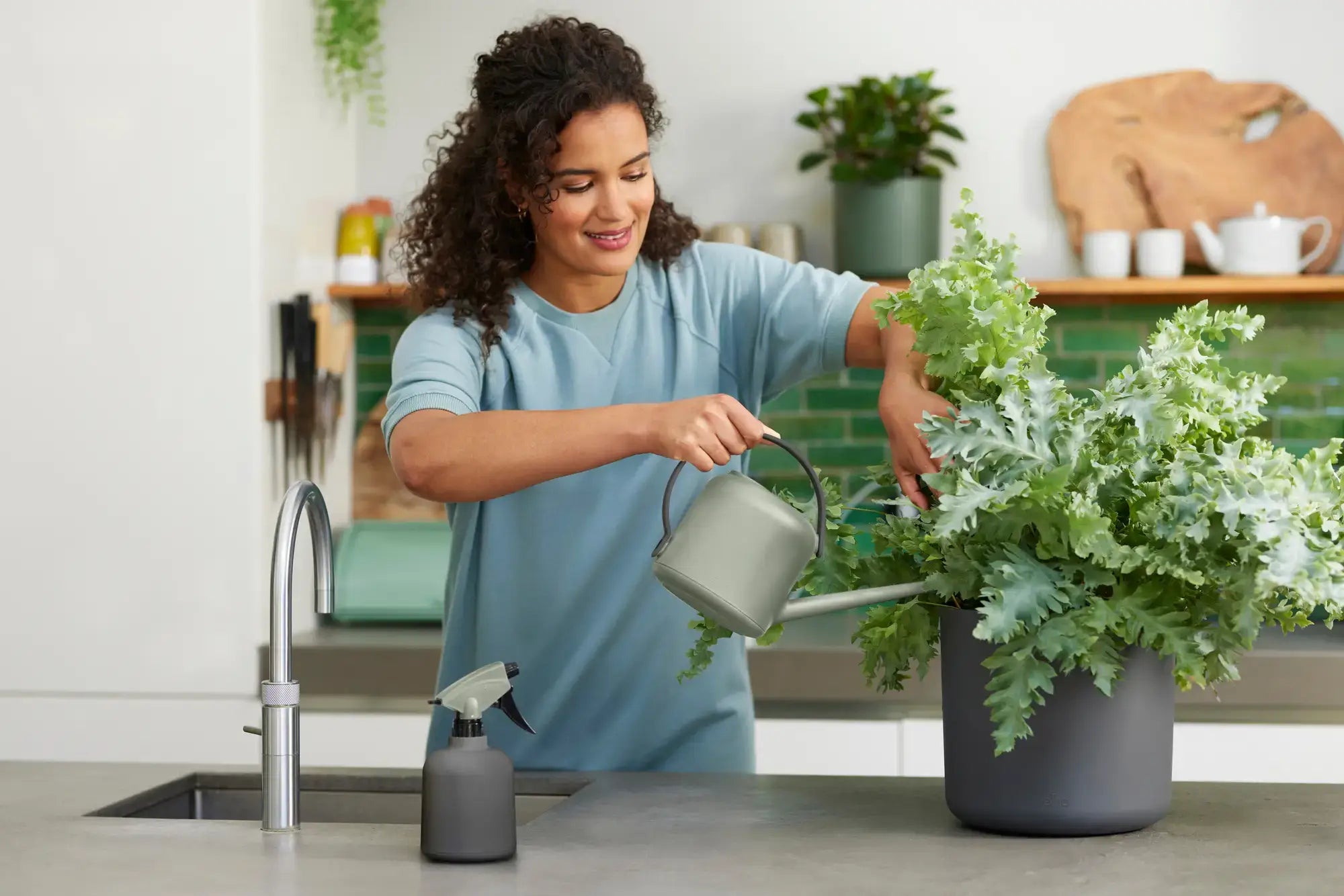 Elho B.For Soft Watering Can, Stone Green Indoor Watering Can