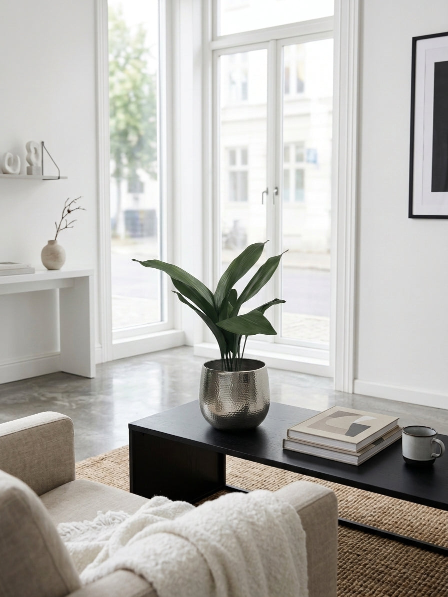 Ribbed Metal Plant Pot Silver, Kristy, In Multiple Sizes
