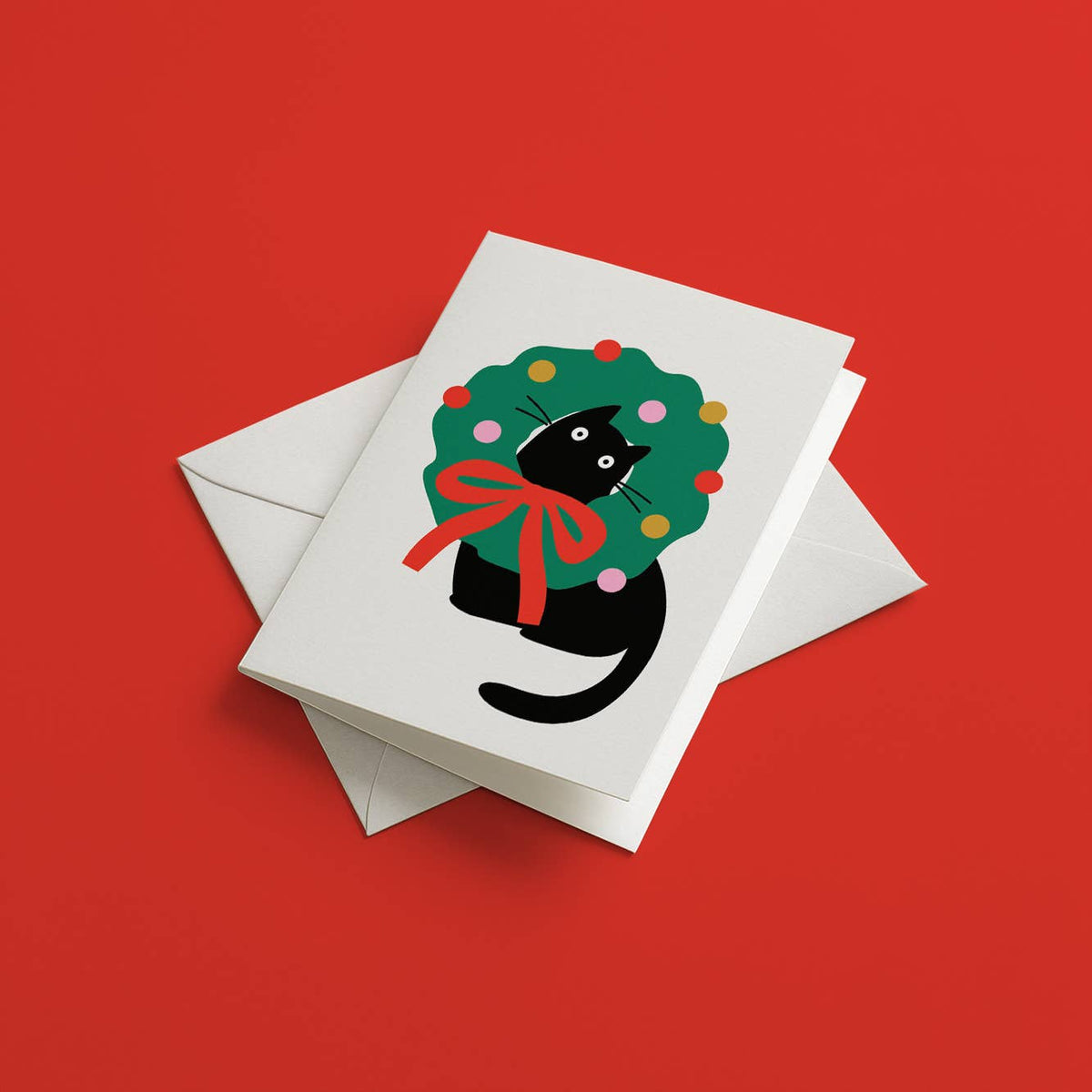 Cat in Wreath - Christmas card - Rebel Plants