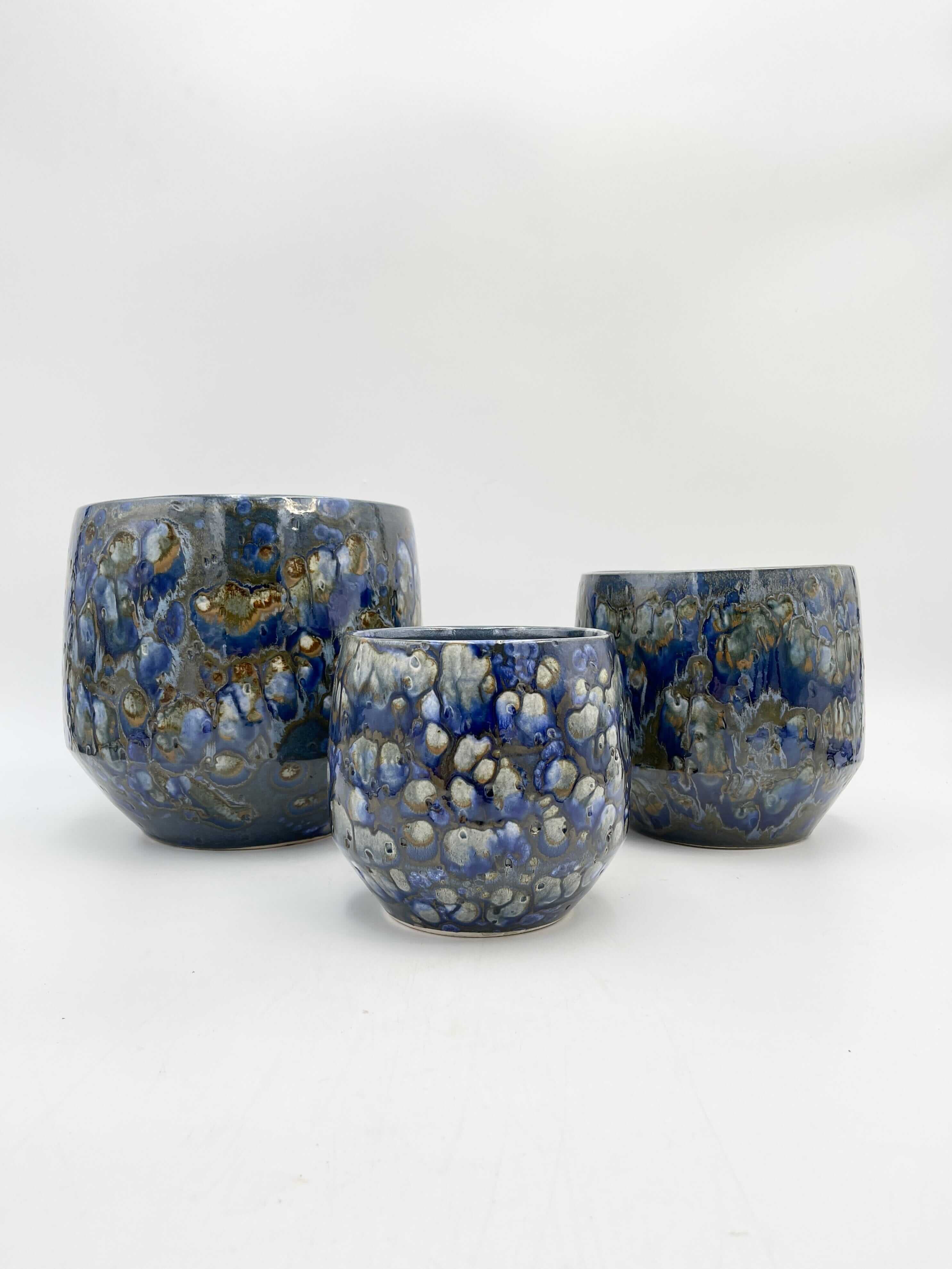 Harris Handmade, Retro Ceramic Pots, Blue, House Plant Pot in Multiple Sizes