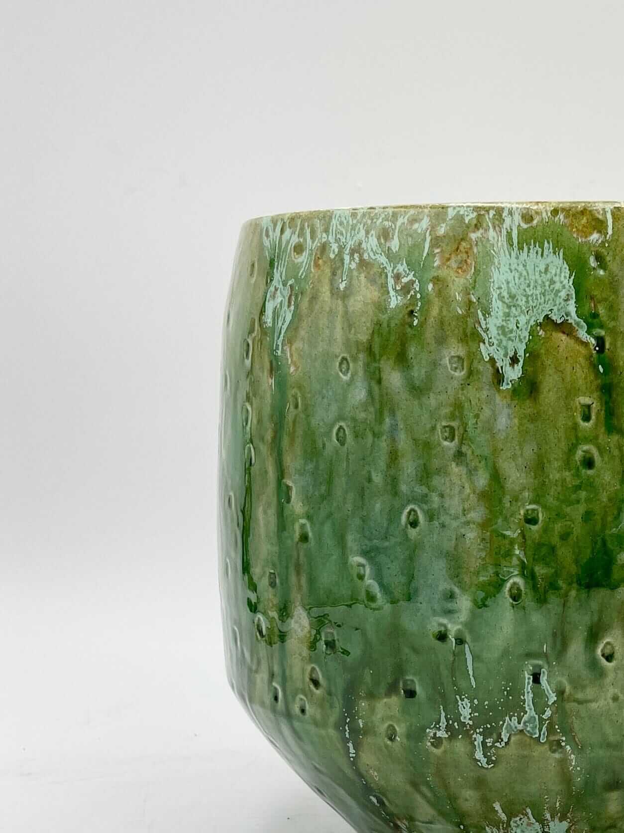 Handmade Ceramic Harris Pots, Green, Retro House Plant Pot in Multiple Sizes