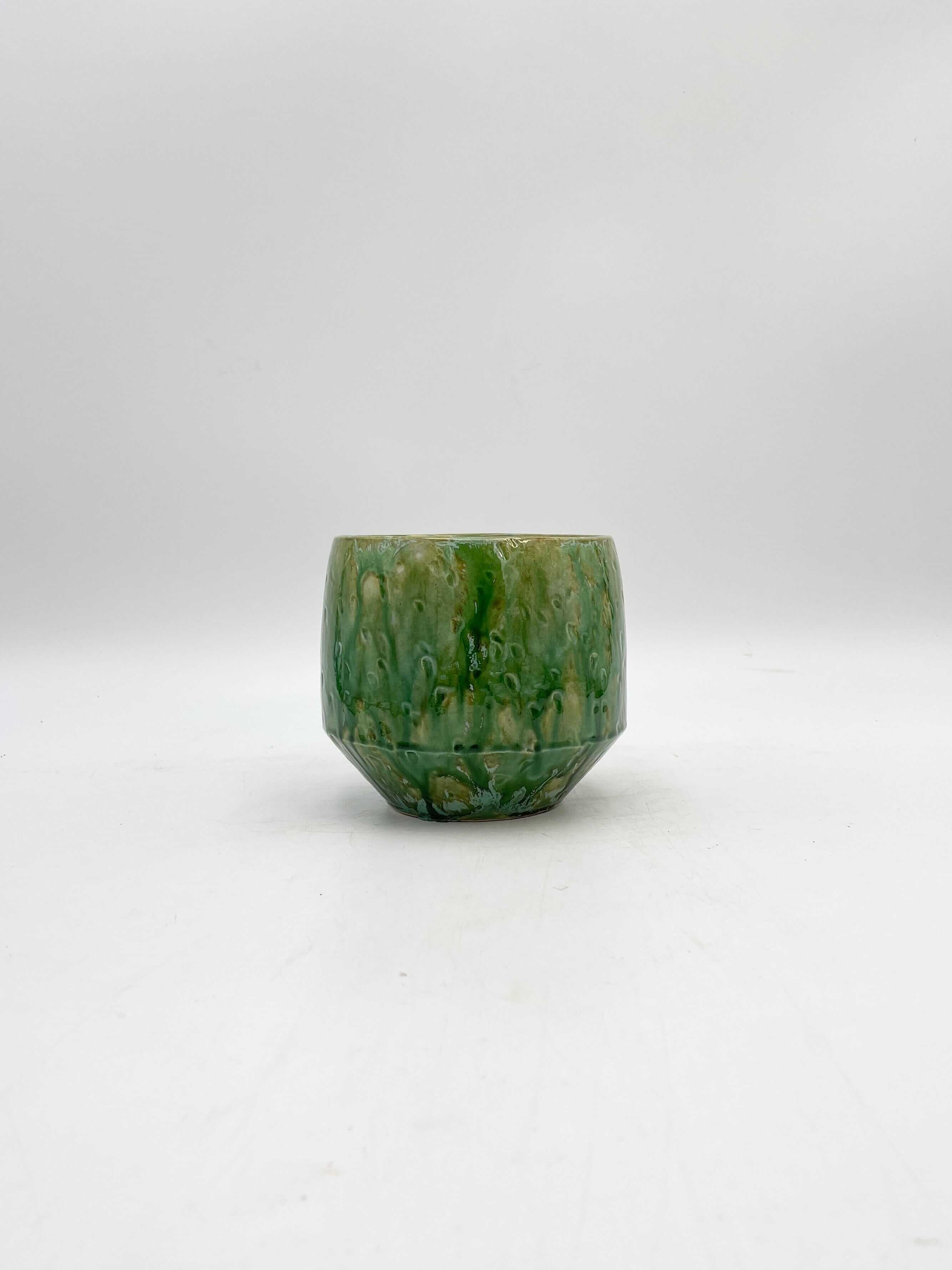 Handmade Ceramic Harris Pots, Green, Retro House Plant Pot in Multiple Sizes