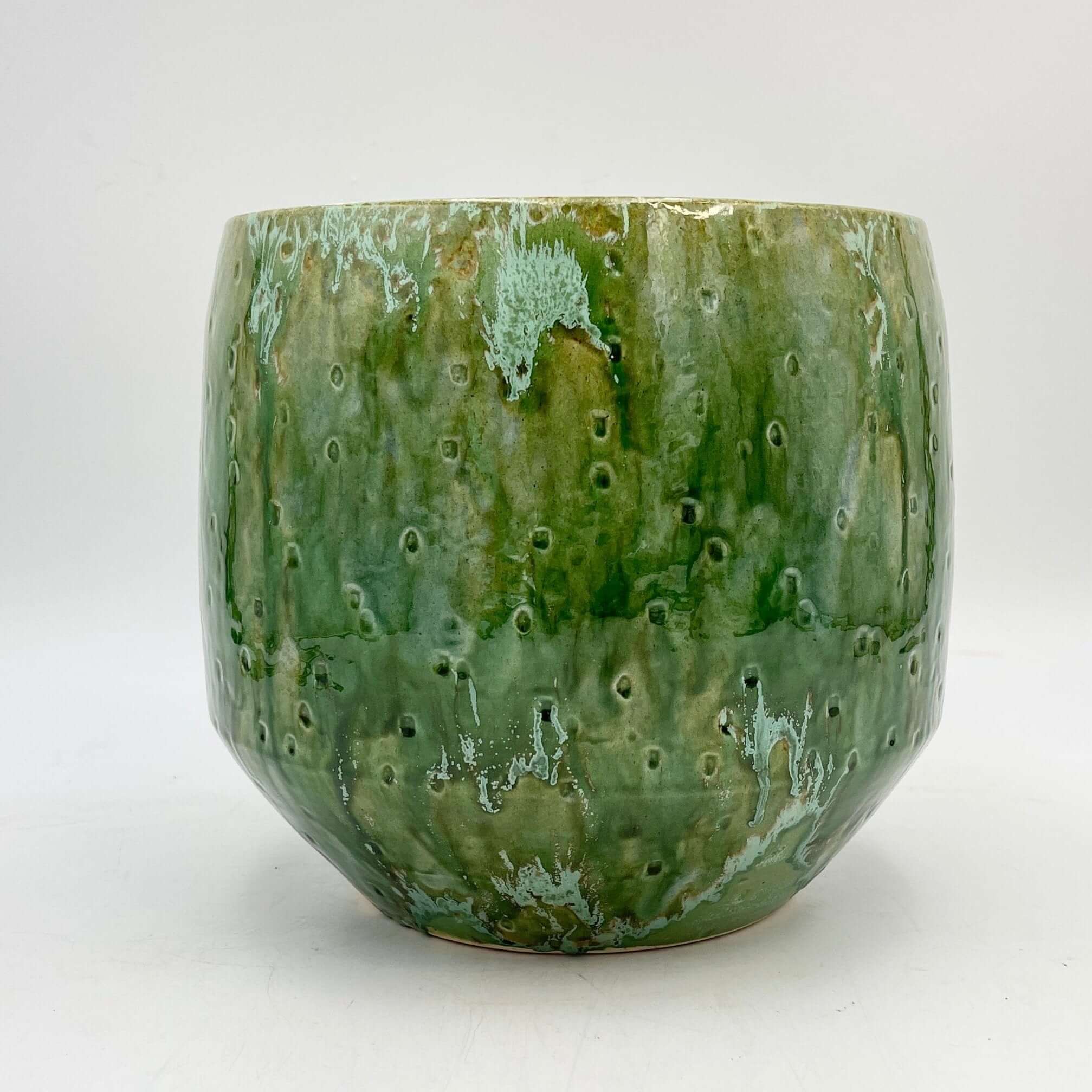 Handmade Ceramic Harris Pots, Green, Retro House Plant Pot in Multiple Sizes