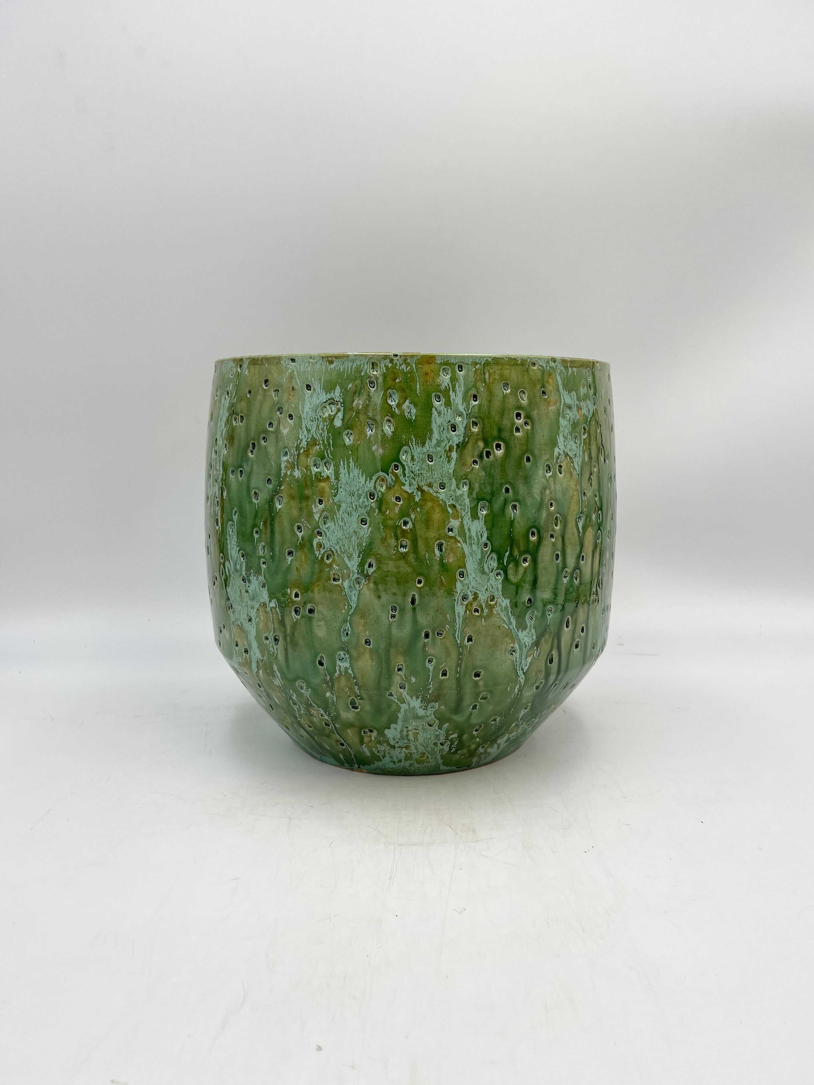 Handmade Ceramic Harris Pots, Green, Retro House Plant Pot in Multiple Sizes