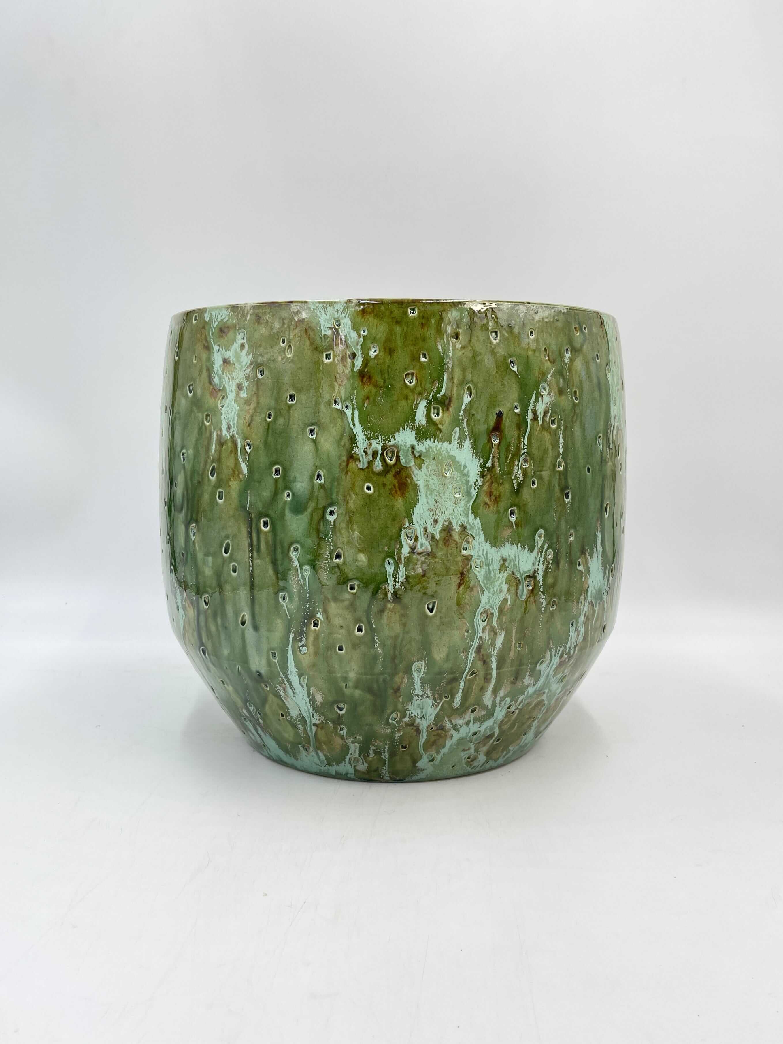 Handmade Ceramic Harris Pots, Green, Retro House Plant Pot in Multiple Sizes