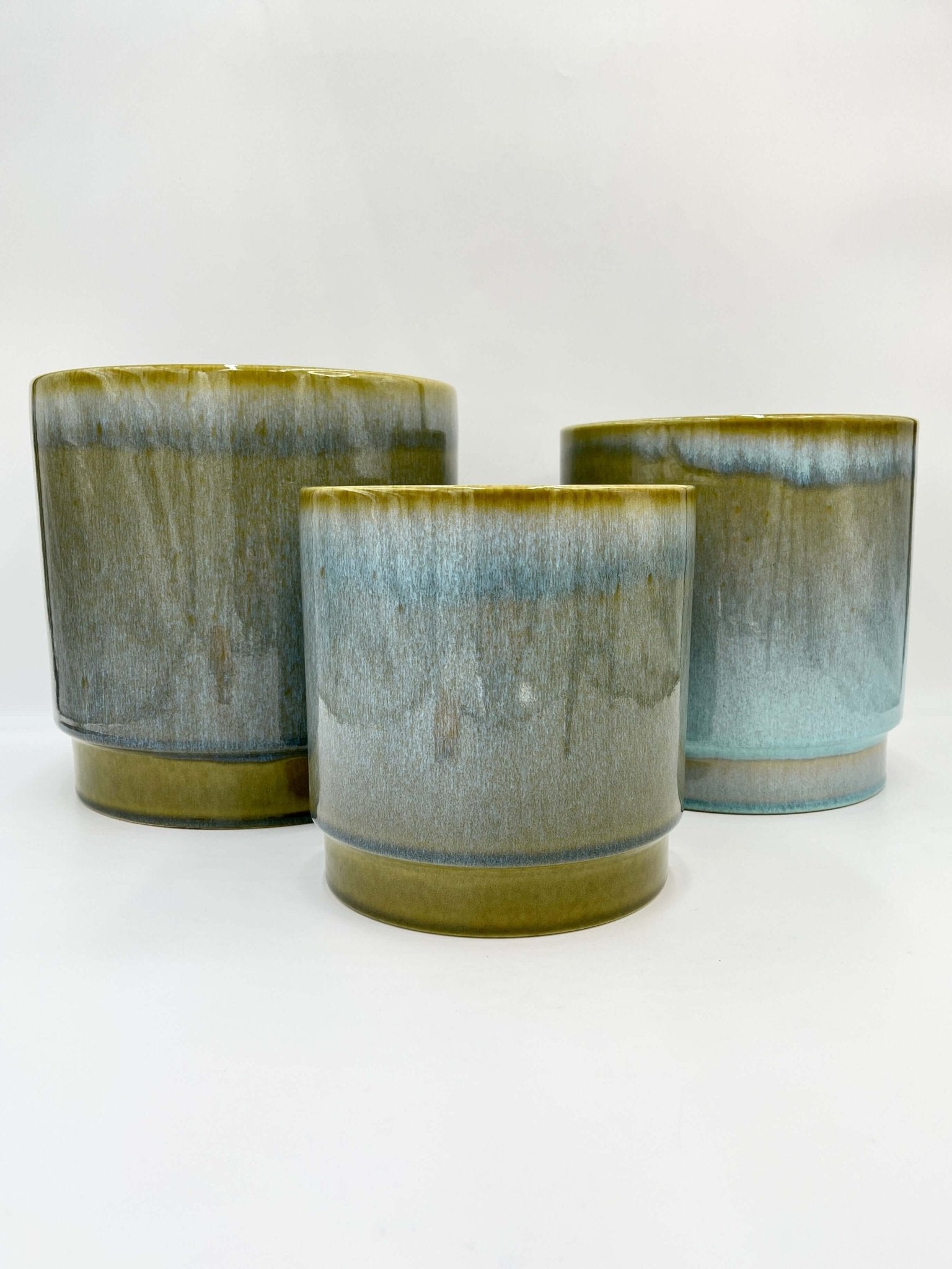 Sense Ceramic Plant Pots, Jade Blue, 21cm - 29cm