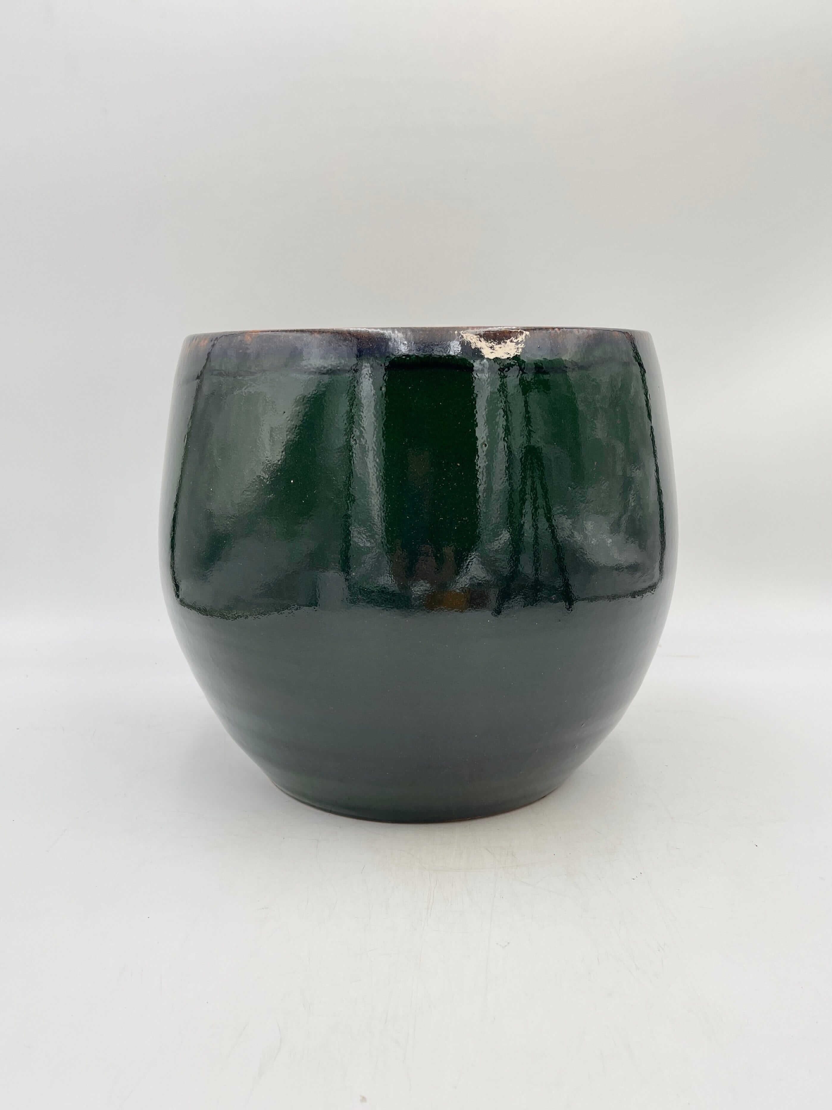 Charlotte, Retro Ceramic Plant Pots, Emerald Green, Indoor Plant Pot in Multiple Sizes
