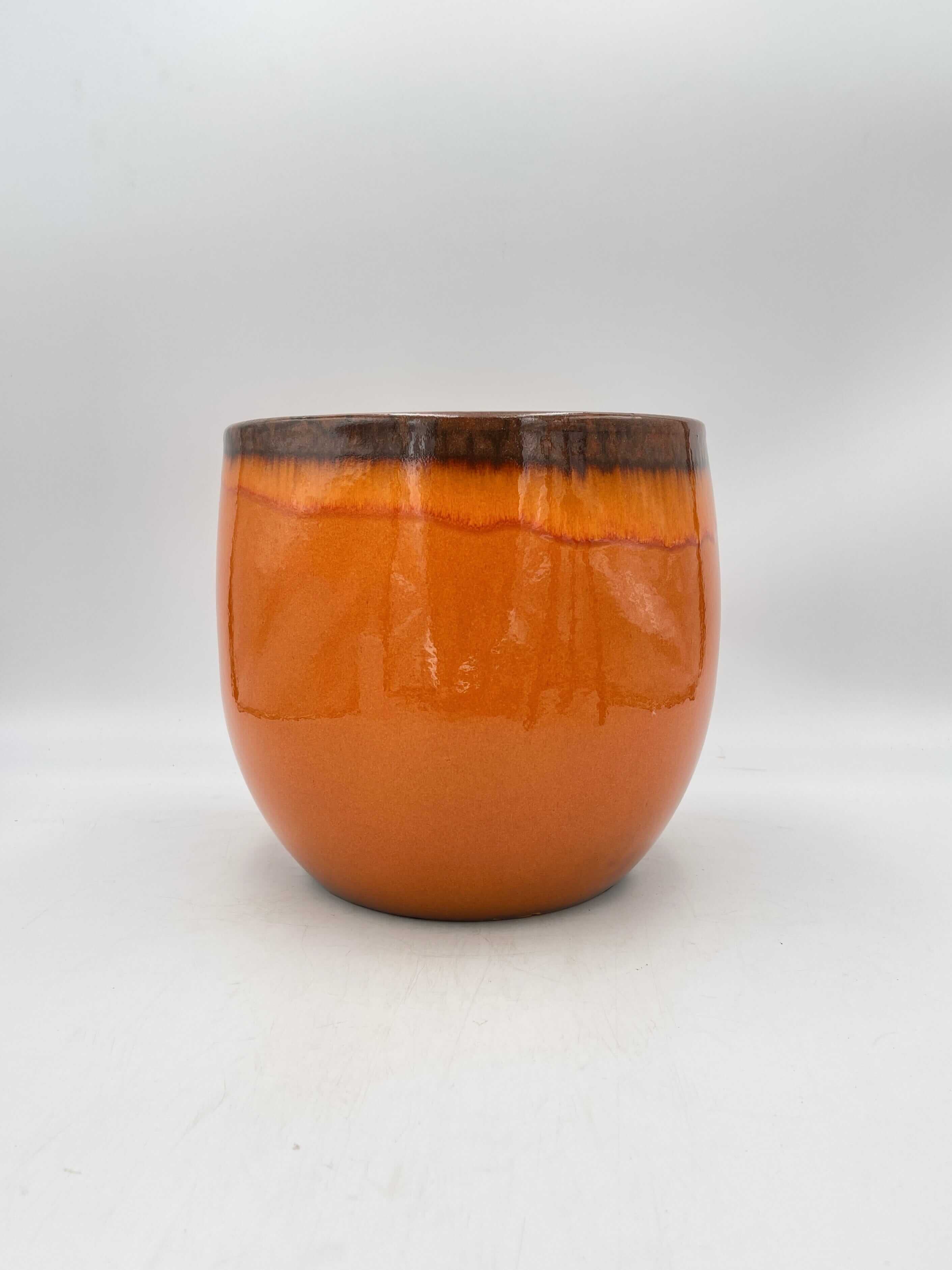 Charlotte, Retro Ceramic Plant Pots, Orange, House Plant Pot in Multiple Sizes