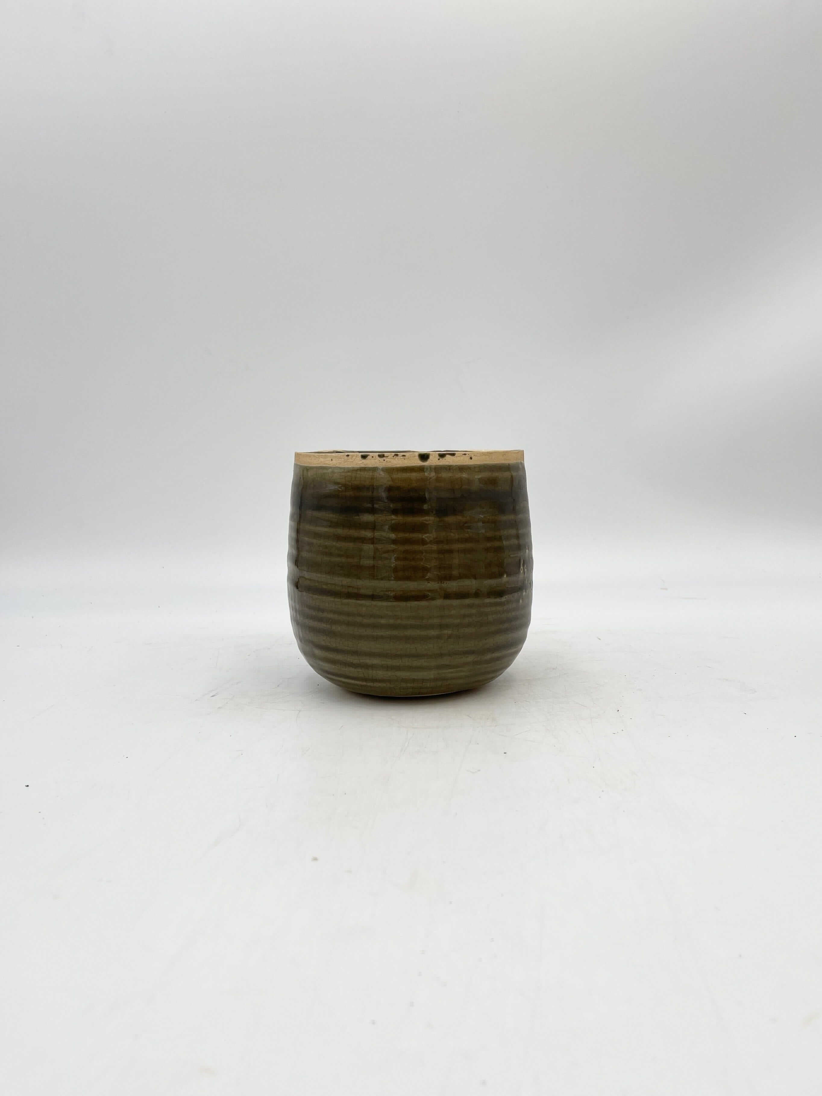 Iris Ceramic Pots, Moss Green, Handmade House Plant Pot in Multiple Sizes