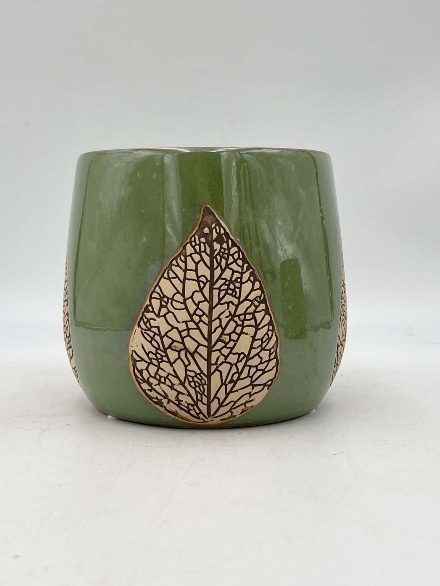 Leaf Ceramic Plant pots, Green, Handmade