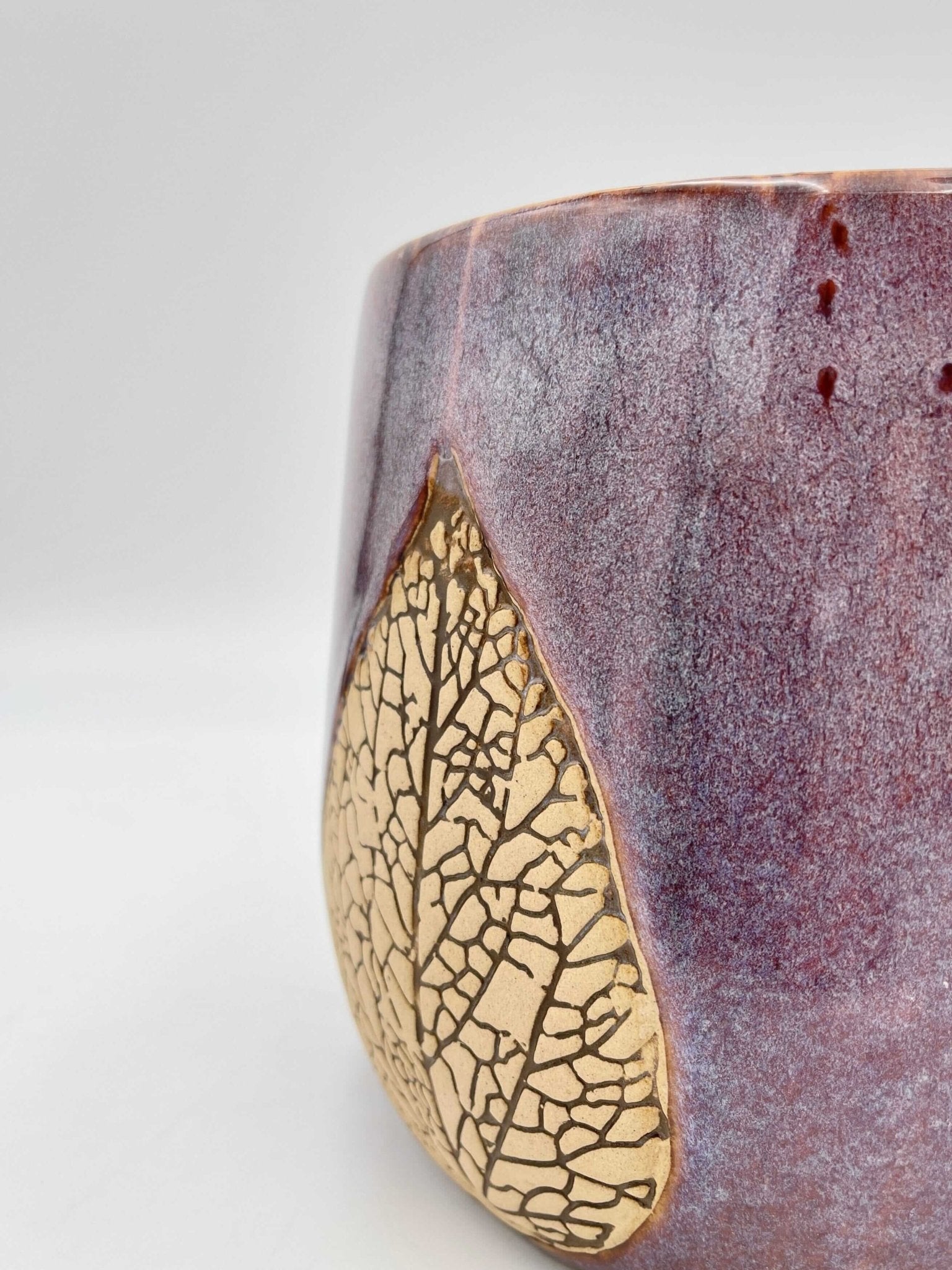 Leaf Ceramic Plant pots, Liliac Purple, Handmade