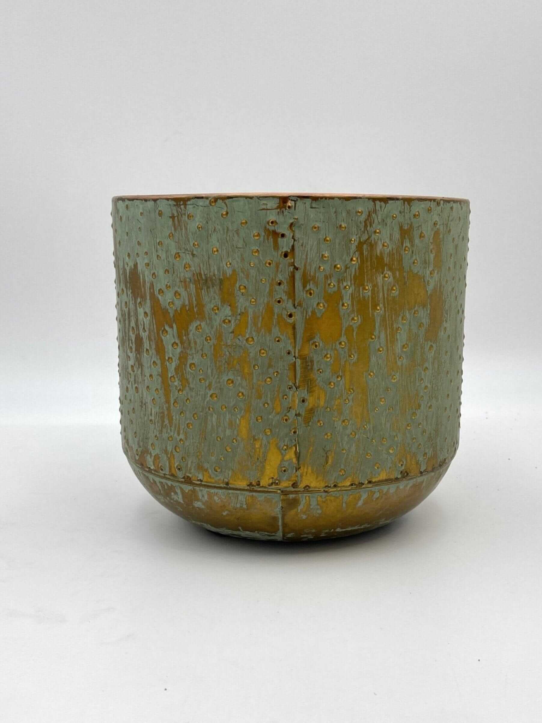 Lian Metal Plant Pots, Copper Green, Handmade