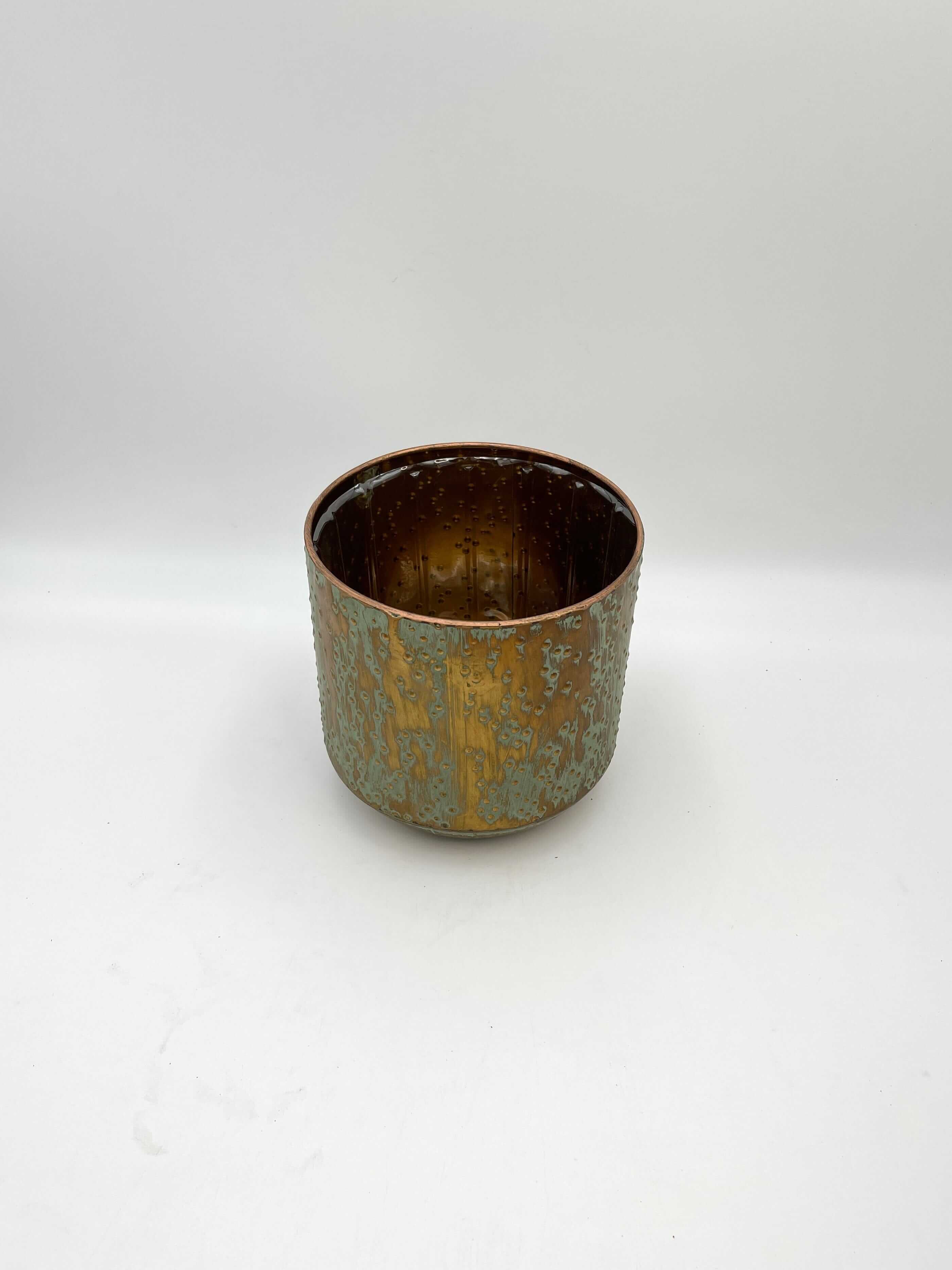 Lian Metal Plant Pots, Copper Green, Handmade