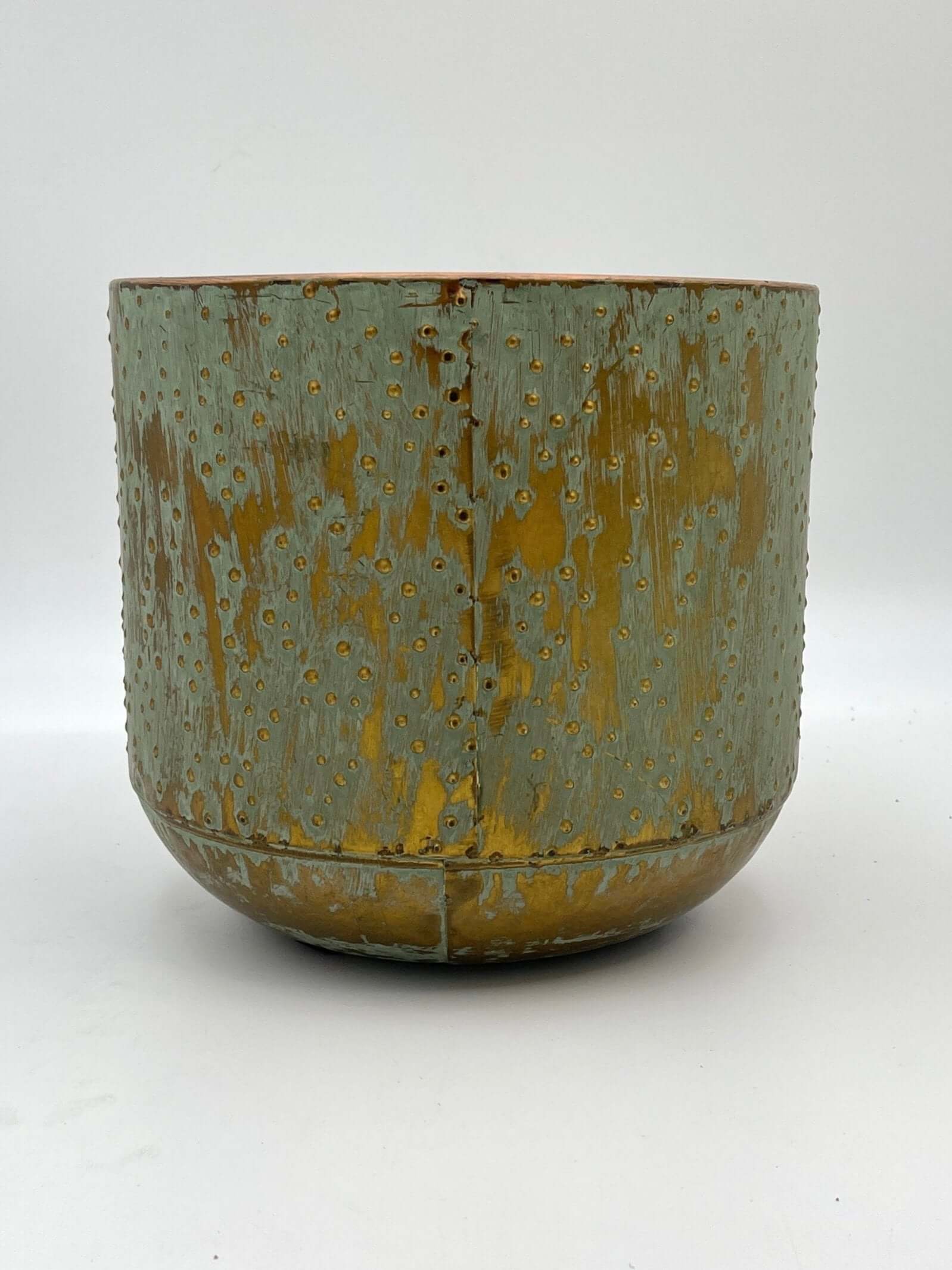 Lian Metal Plant Pots, Copper Green, Handmade