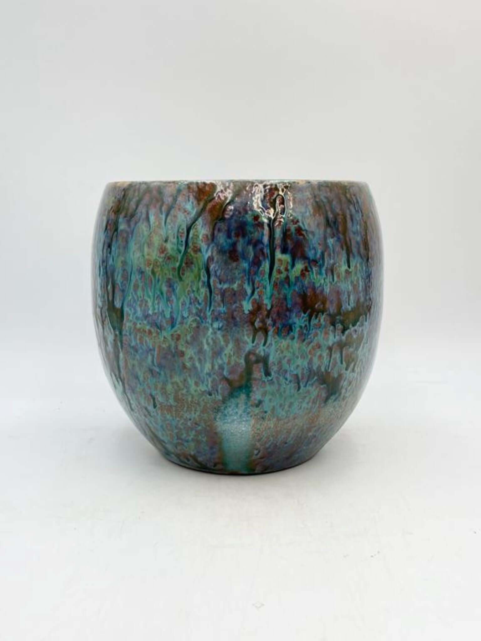 Loren Glazed Indoor Plant Pots, Blue, House Plant Pot, D17cm