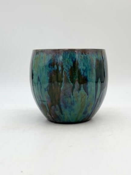Loren Glazed Indoor Plant Pots, Blue, Handmade