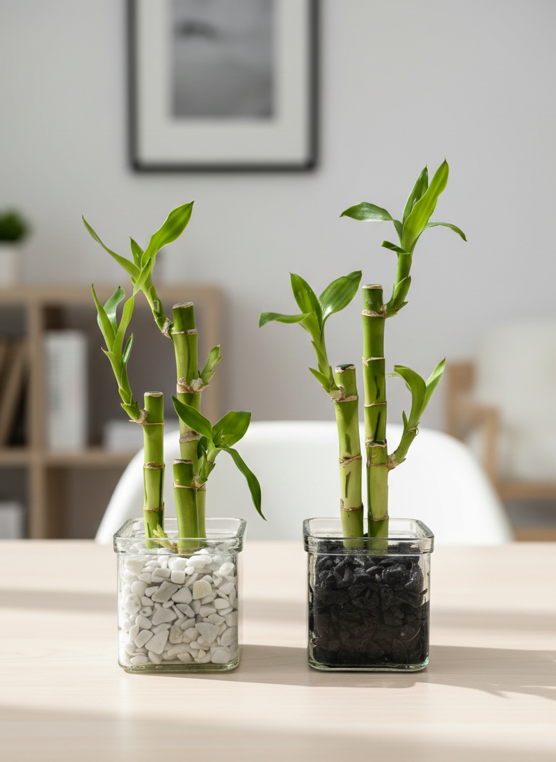 Lucky Bamboo Plant, Dracaena Sanderiana in 8cm Glass Vase