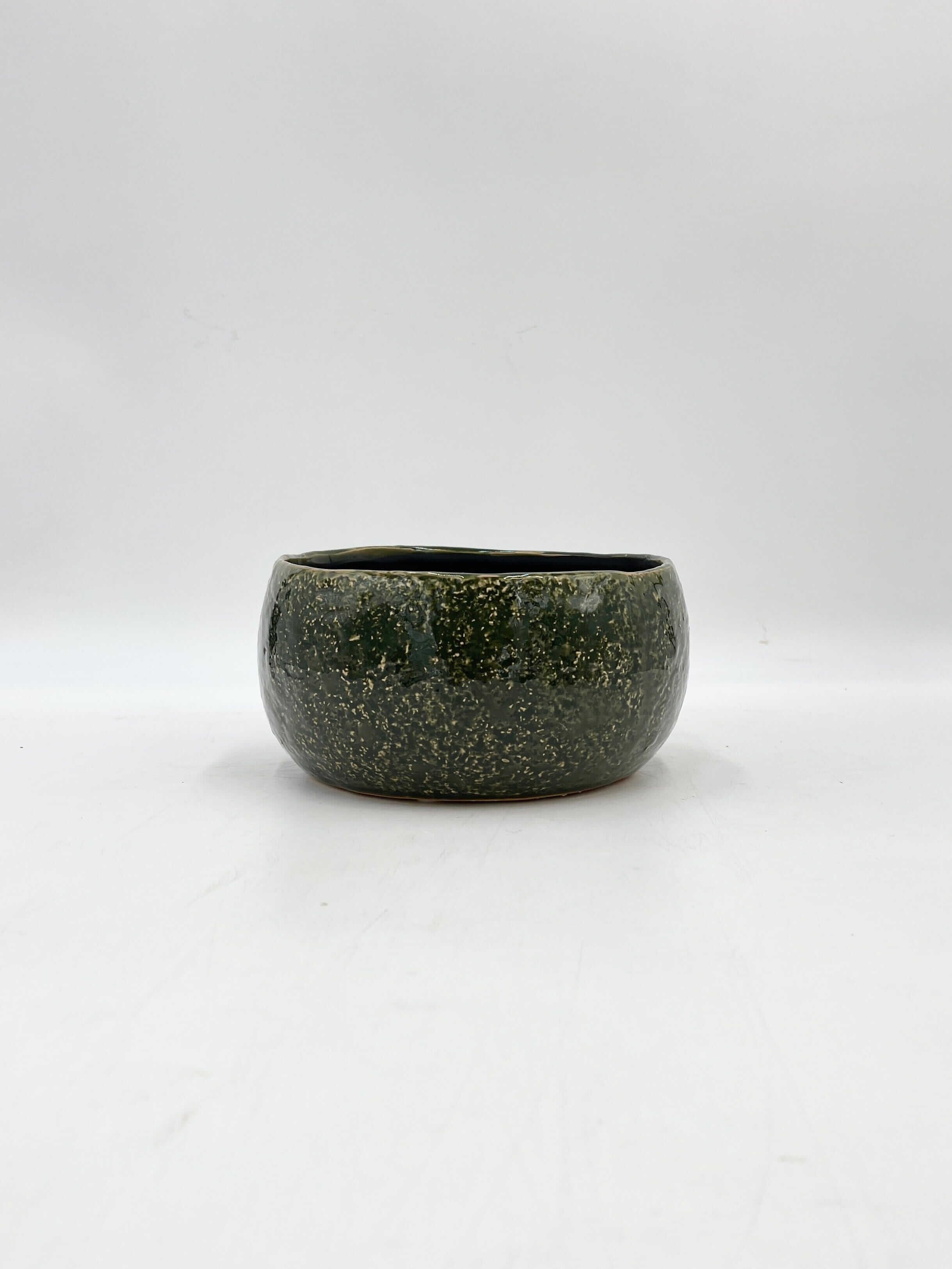 Mischa Forest Ceramic Bowl, Green, D21cm, Handmade Plant Pot