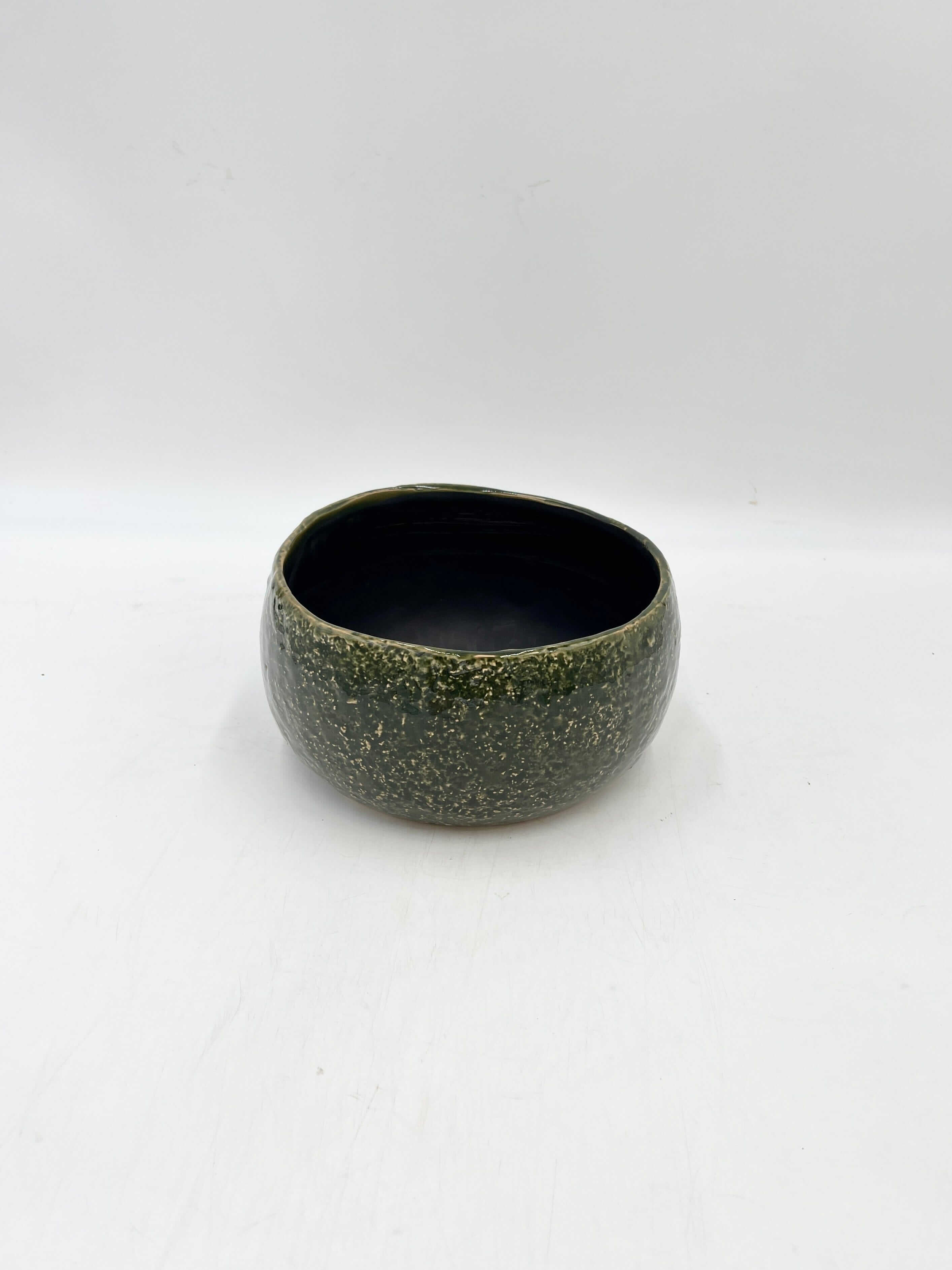 Mischa Forest Ceramic Bowl, Green, D21cm, Handmade Plant Pot