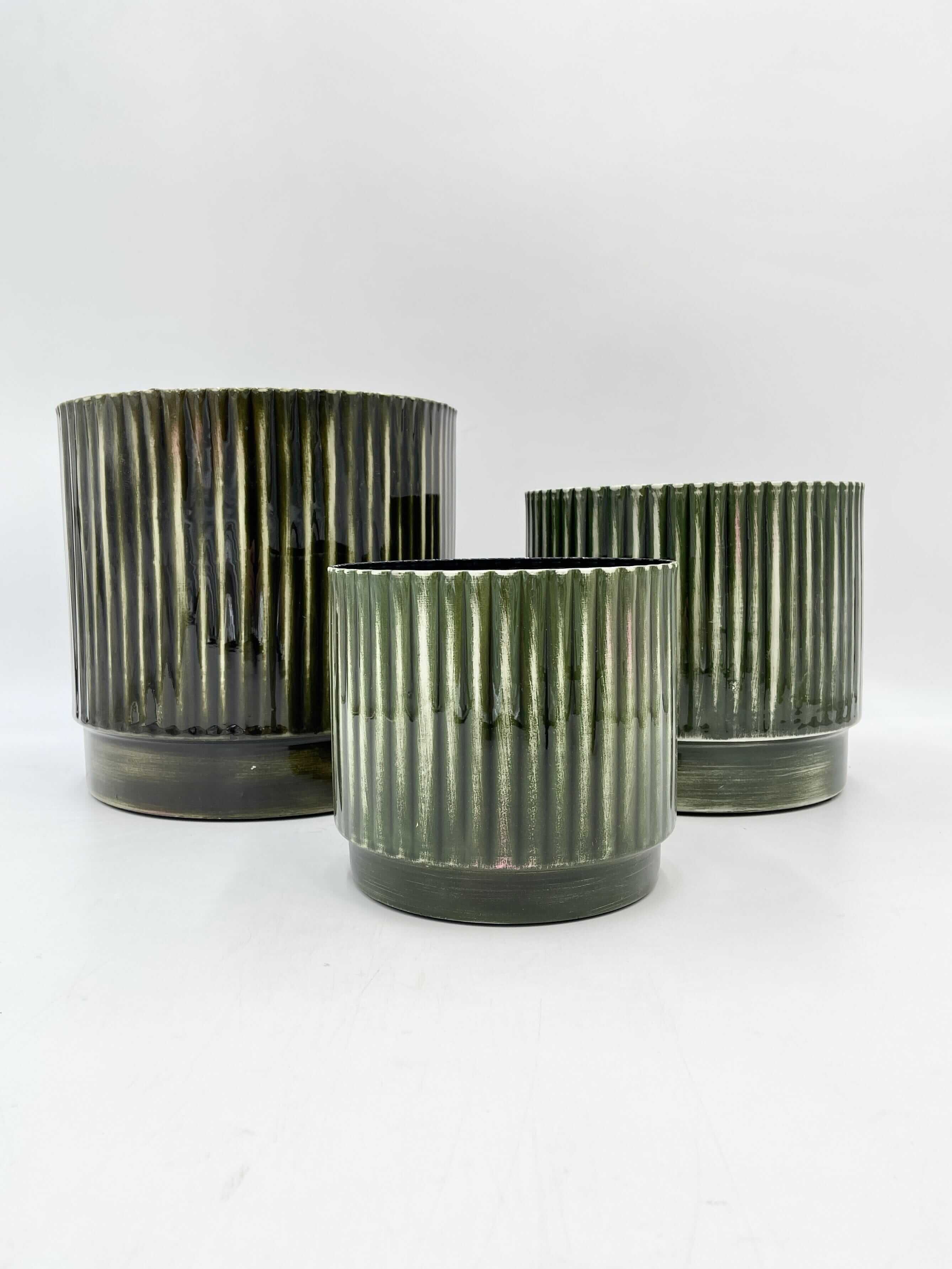 Nella Forest Handmade Metal Pots, Green