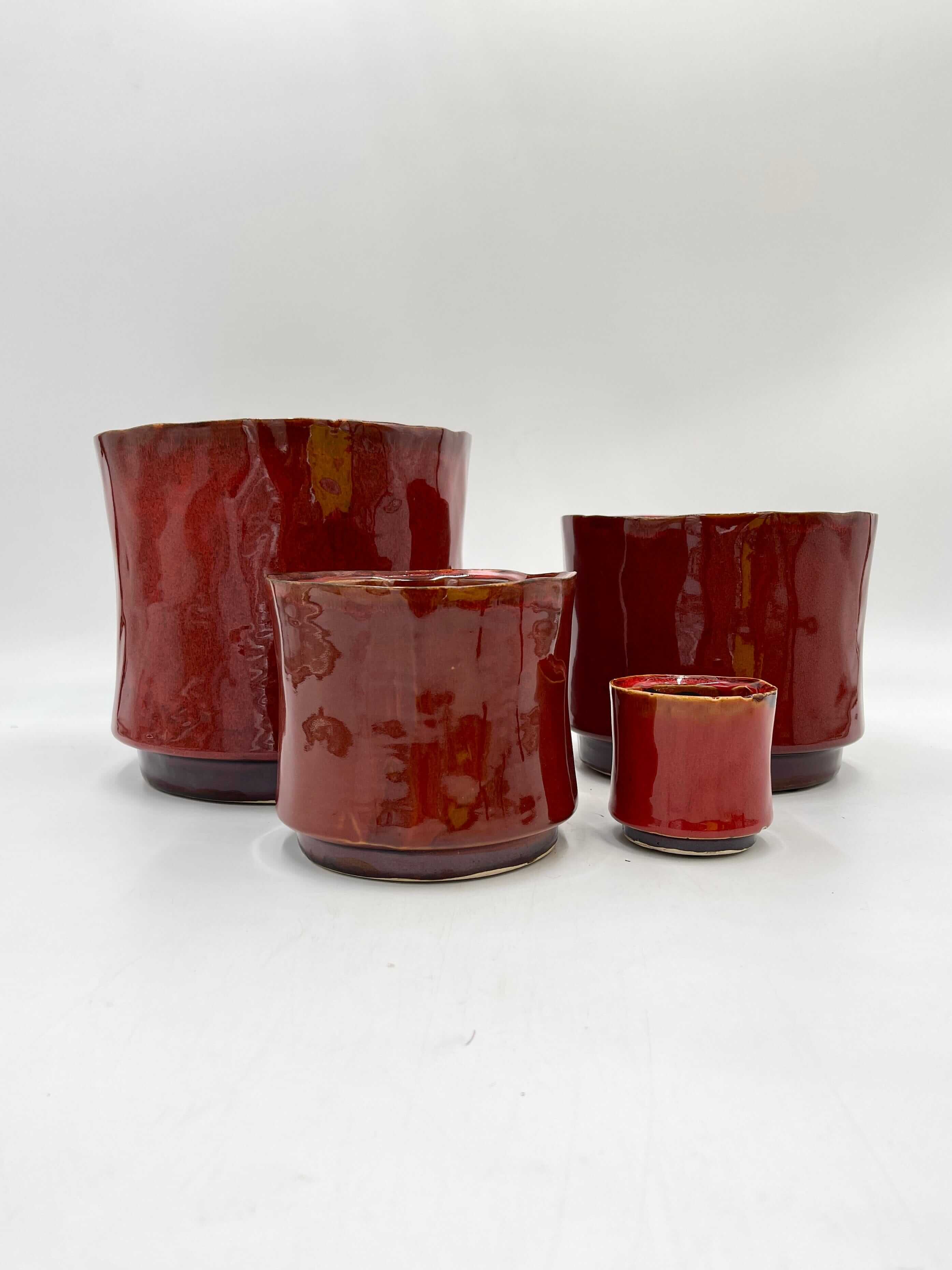 Nolan Ceramic Plant Pots, Red, House Plant Pot in Multiple Sizes