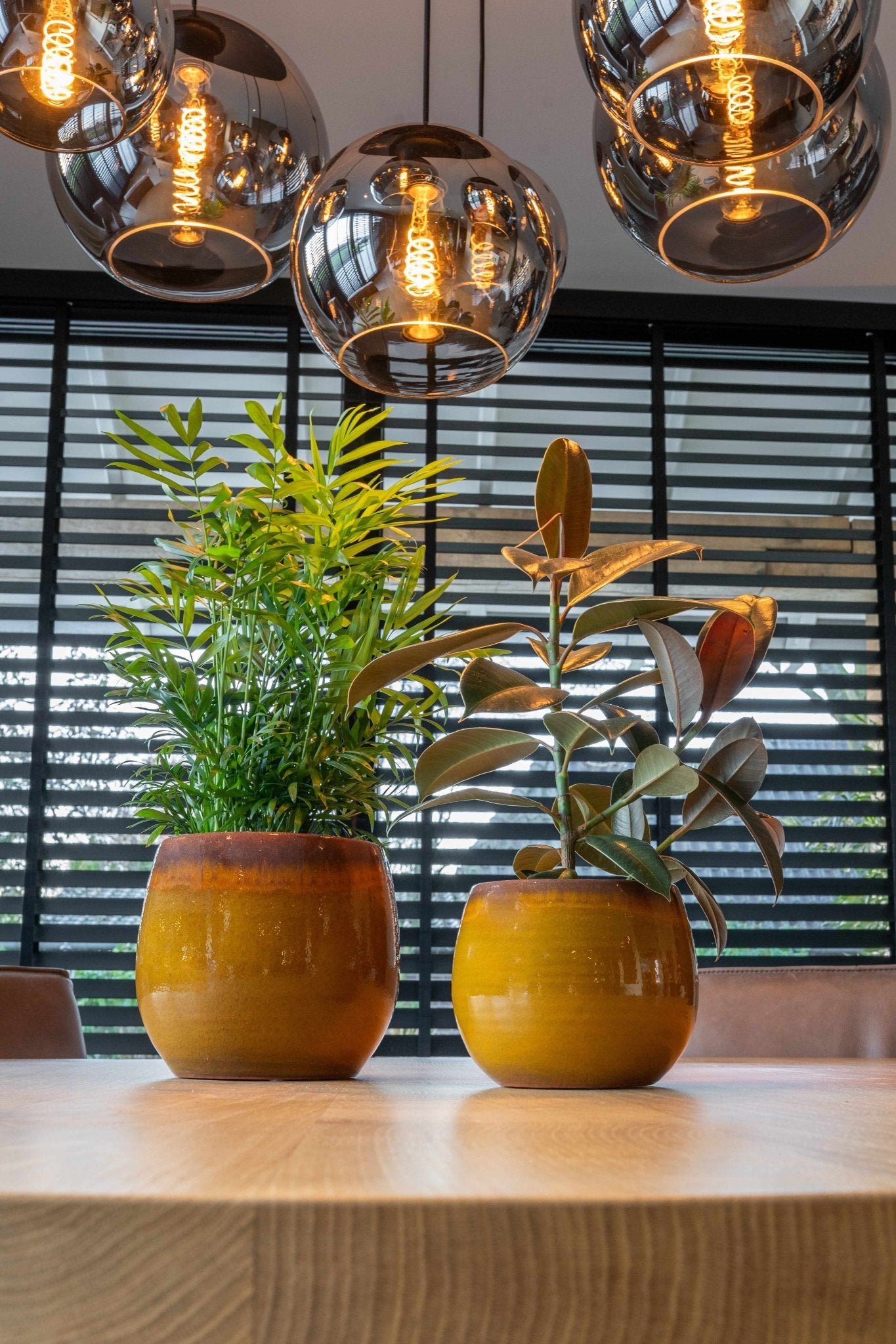 Ochre Yellow Plant Pot Charlotte - Ceramic Retro House Plant Pot