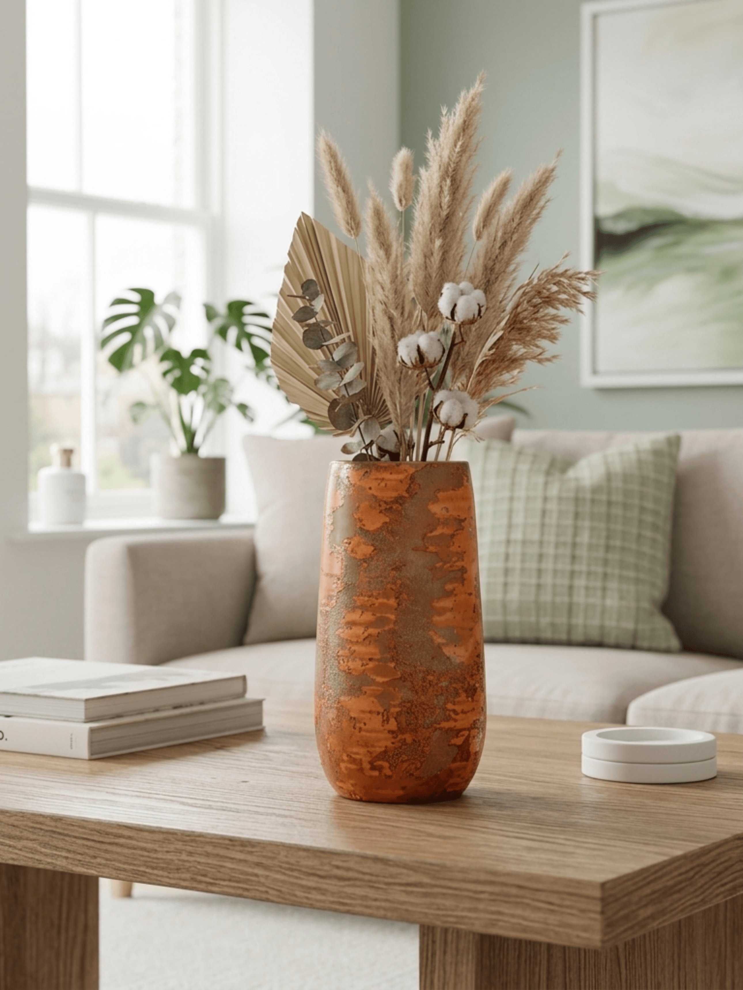 Olaf Ceramic Vase, Rust & Orange, H35cm