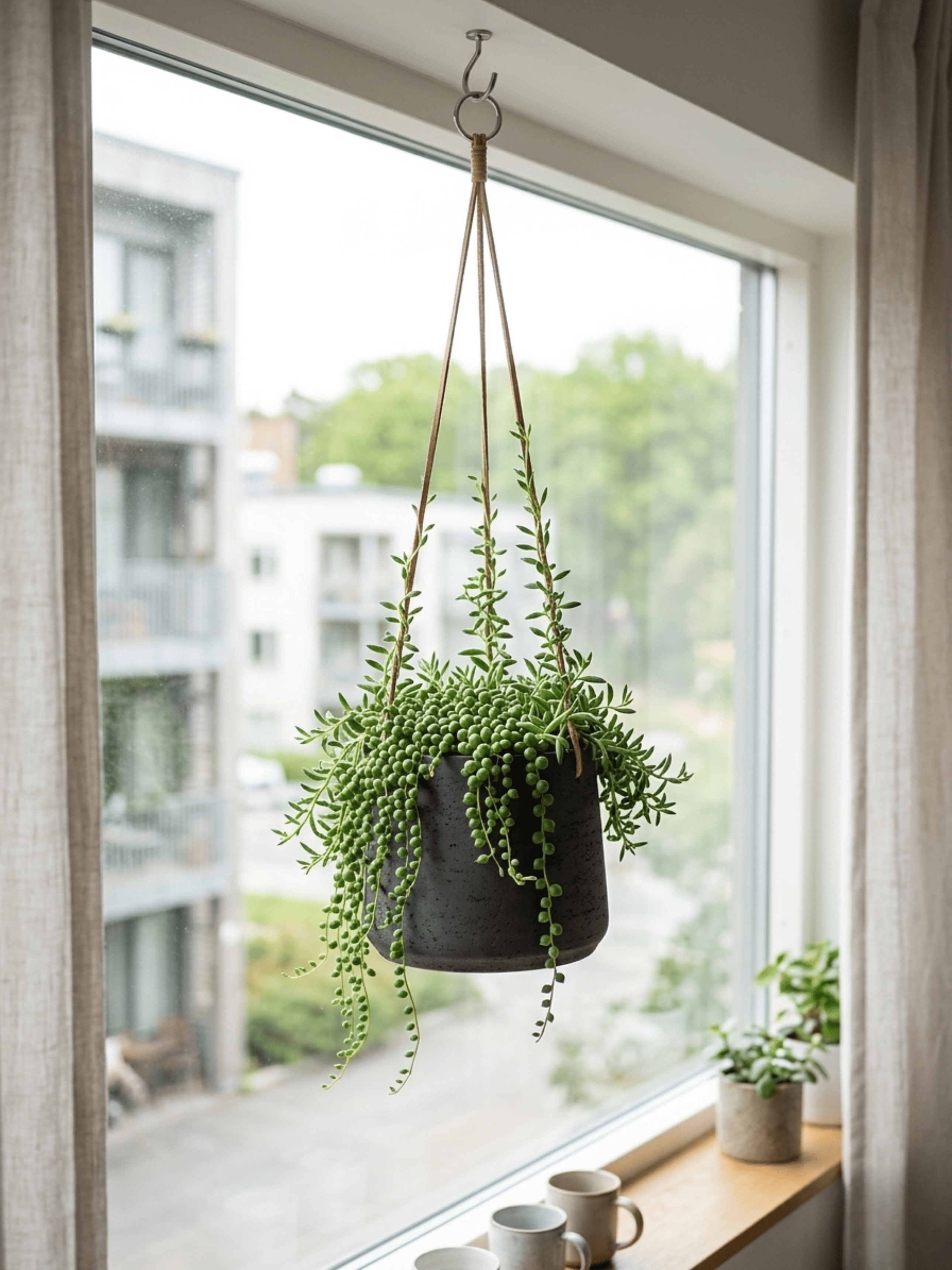 Patt Hanging Plant Pot, Black Washed, Multiple Sizes - Rebel Plants