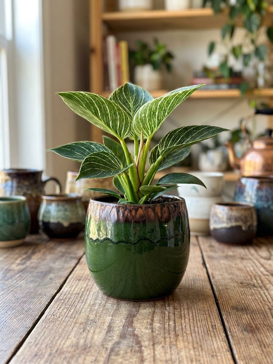 Retro Ceramic Plant Pot Charlotte - Emerald Green - Indoor Plant Pot