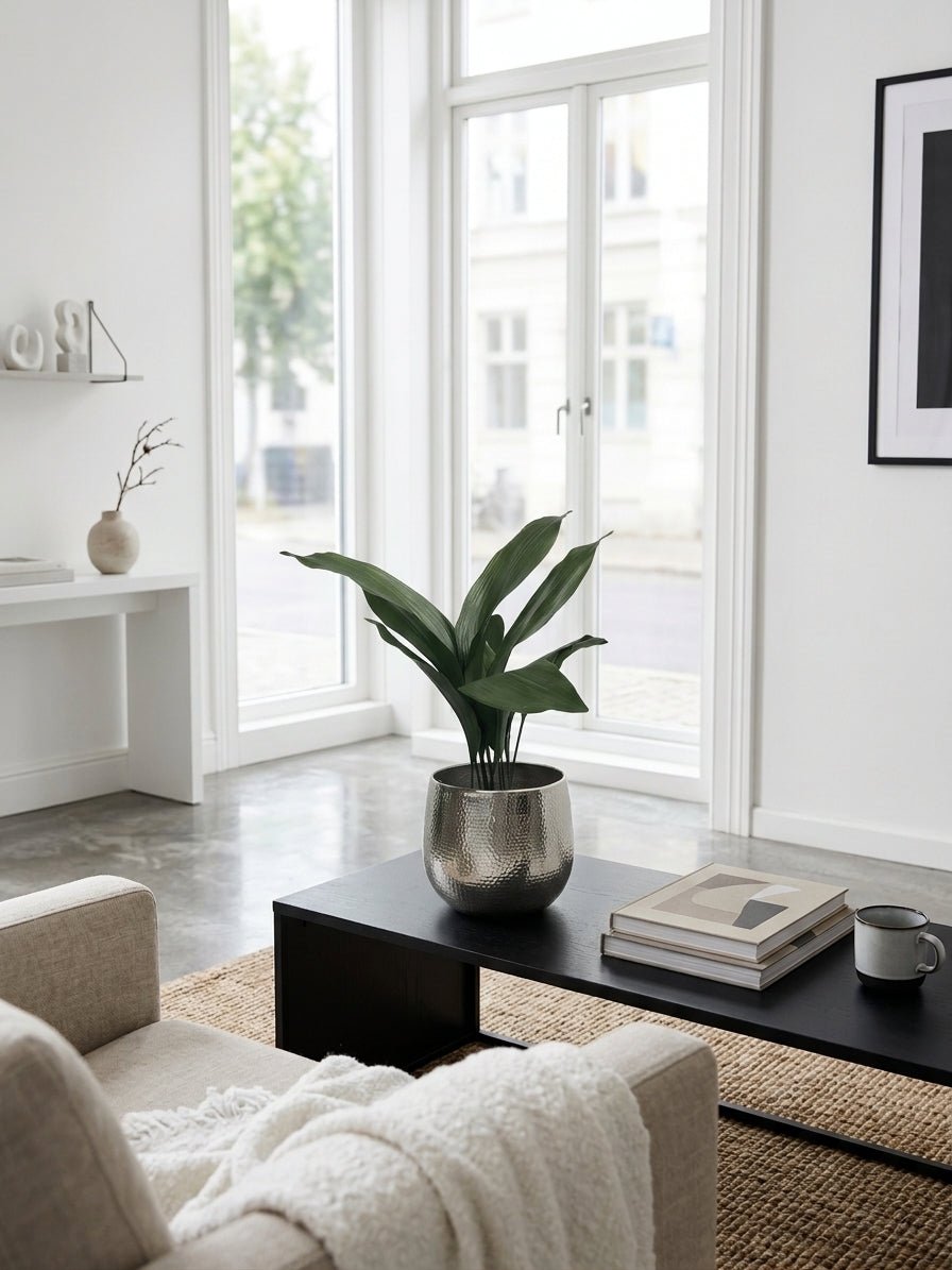 Ribbed Metal Plant Pot Silver, Kristy, In Multiple Sizes - Rebel Plants